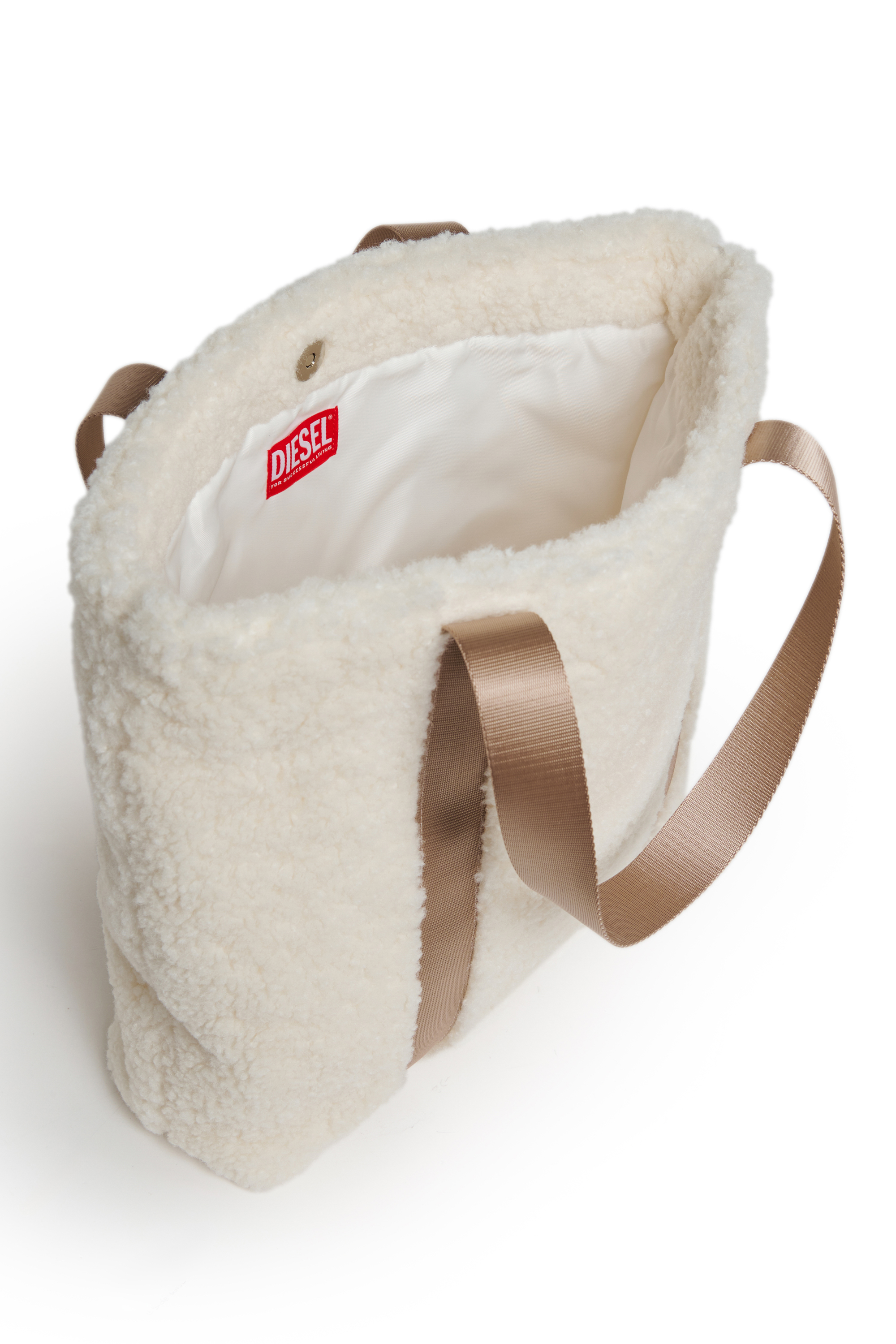Diesel - WIXA, WIXA - Bolso tote de borreguito Mujer in Blanco - 4