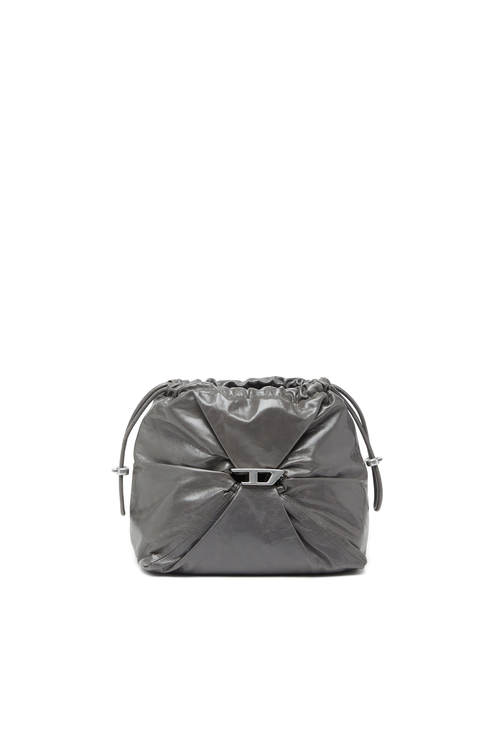 Diesel - SCRUNCH-D BUCKET, Scrunch-D-Bolso tipo cubo en cuero arrugado y brillante Mujer in Gris - 7