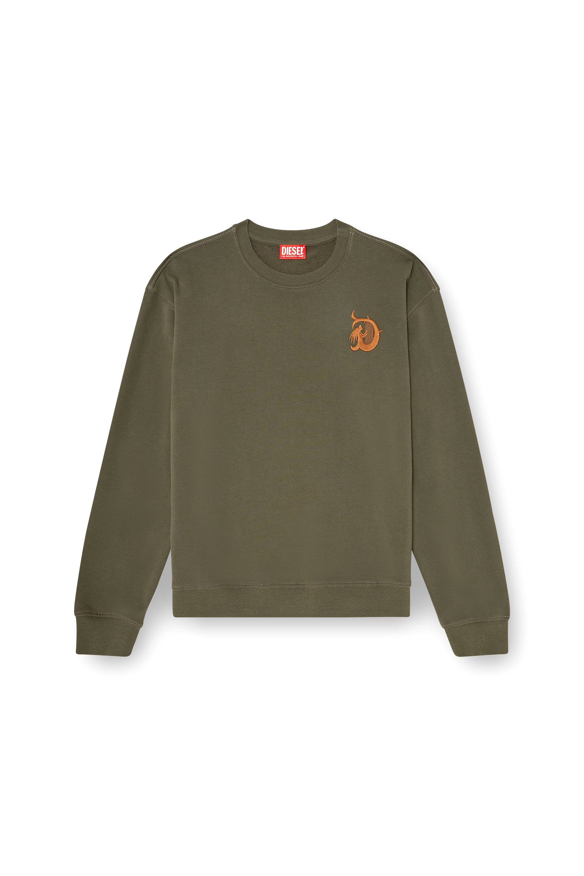 Diesel - S-NORM-AA4, Sudadera con bordado y estampado flock Hombre in Verde - 3