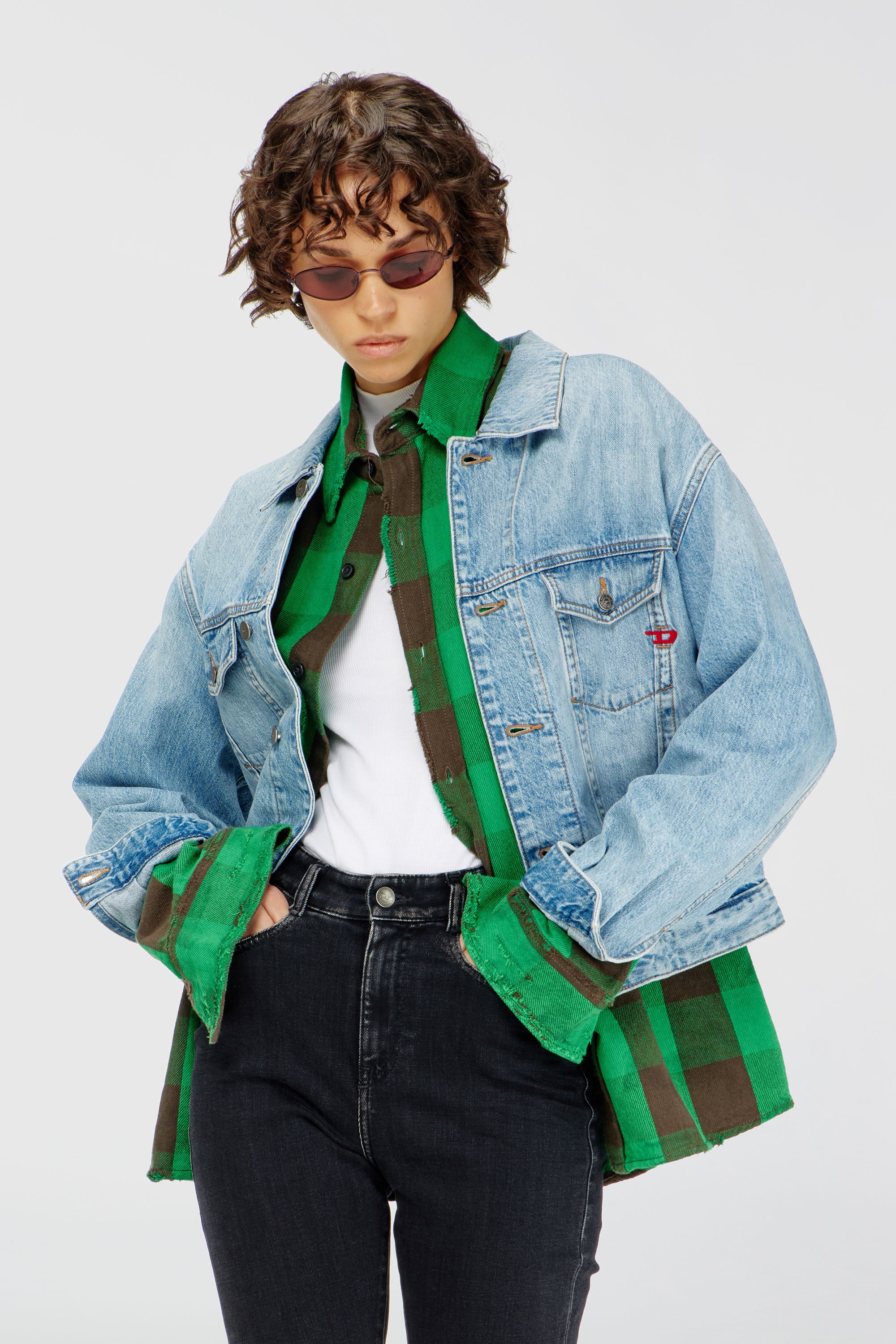 Diesel - D-RANGER, Unisex's Trucker jacket in denim in Light Blue - 6