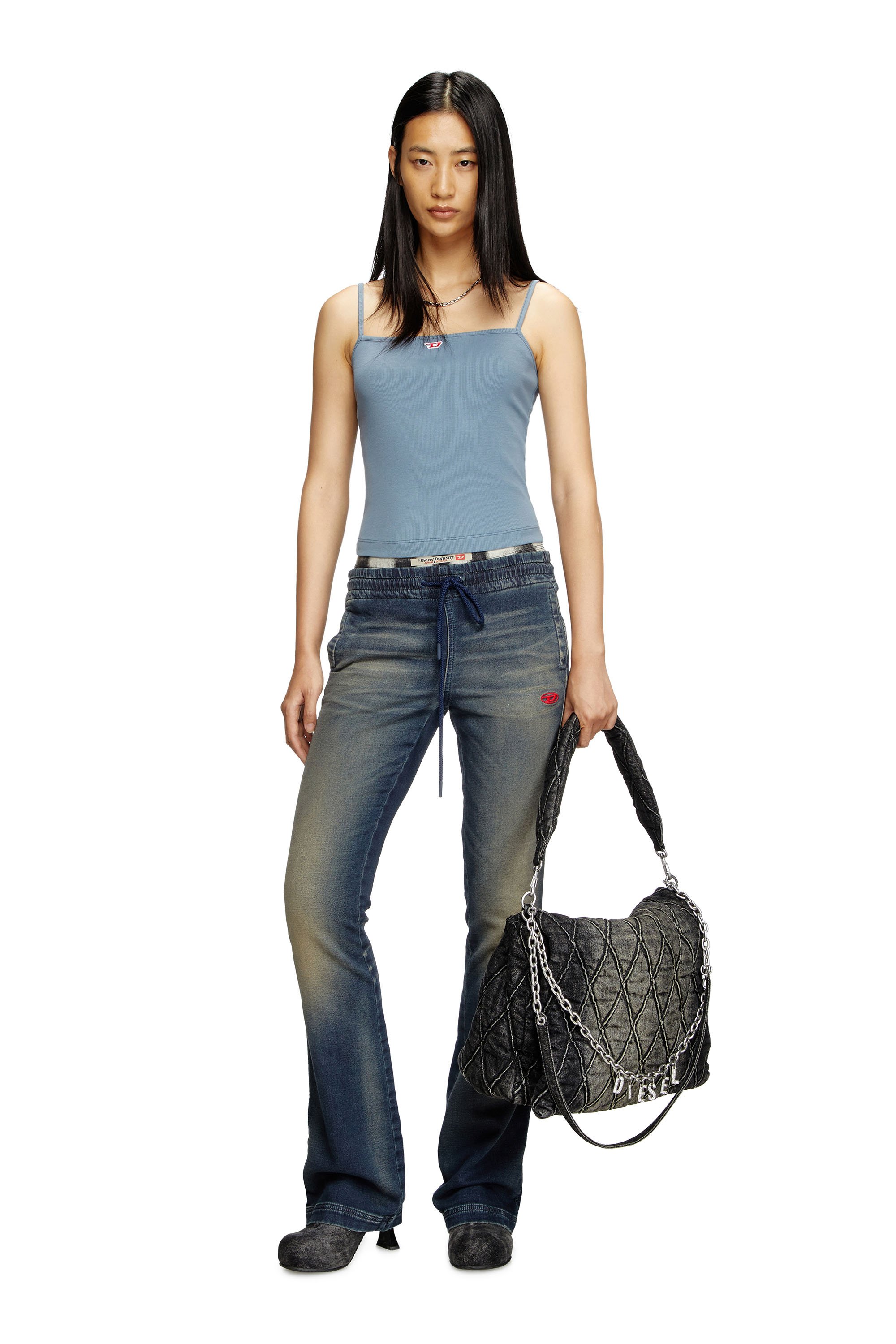 Diesel - T-HOP-D, Top con tiras con parche D bordado Mujer in Azul marino - 2