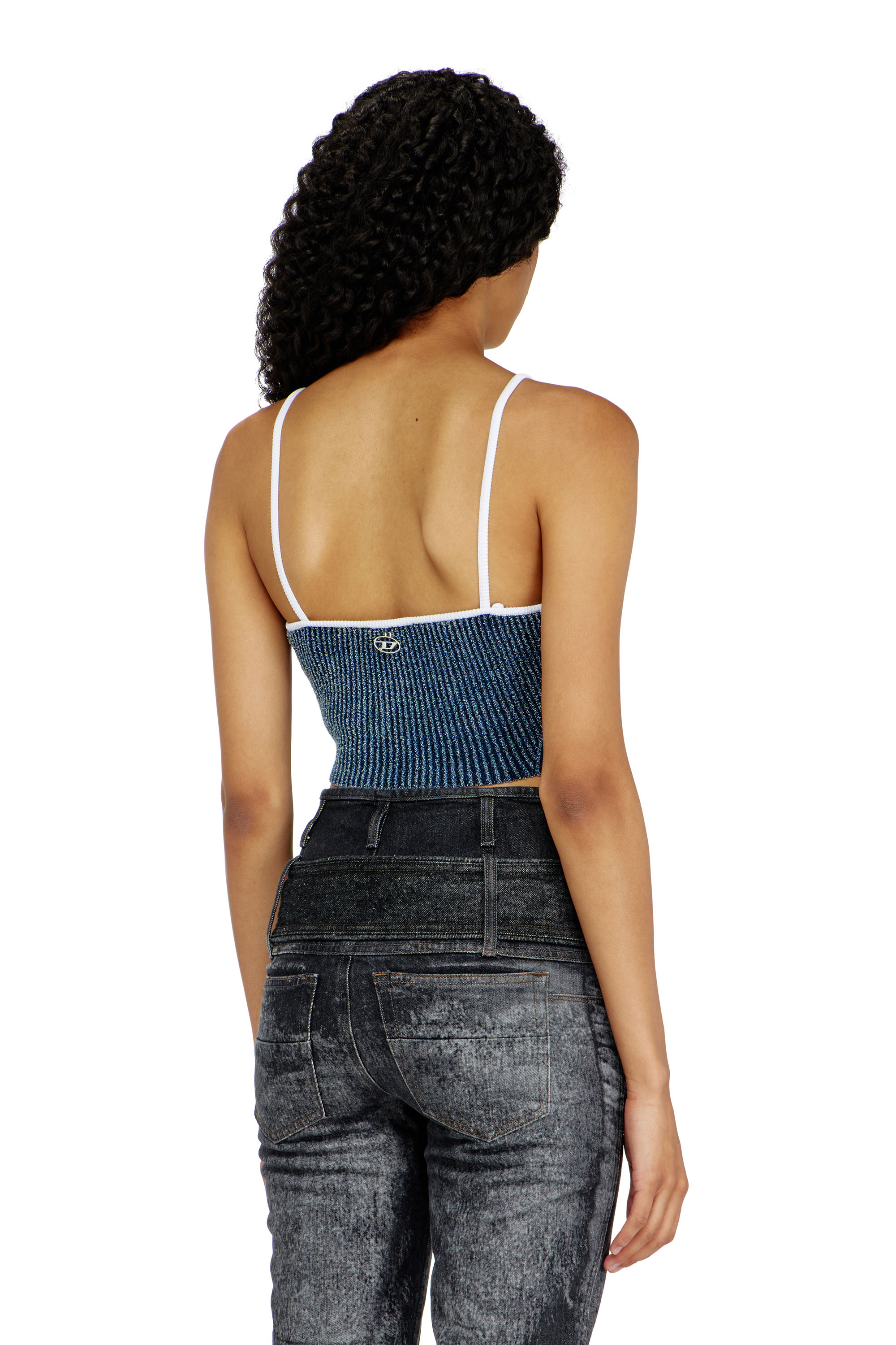 Diesel - M-ESTERE, Crop top de punto acanalado boucl&eacute; &iacute;ndigo Mujer in Multicolor - 4