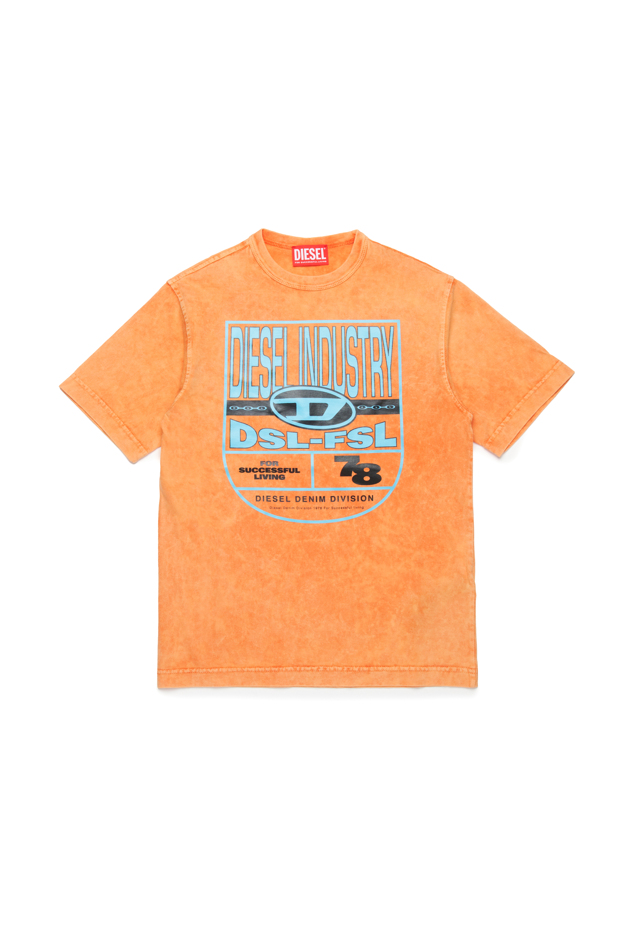 Diesel - TWASHN1 OVER, Camiseta marmoleada con gráfico del logotipo Hombre in Naranja - 1