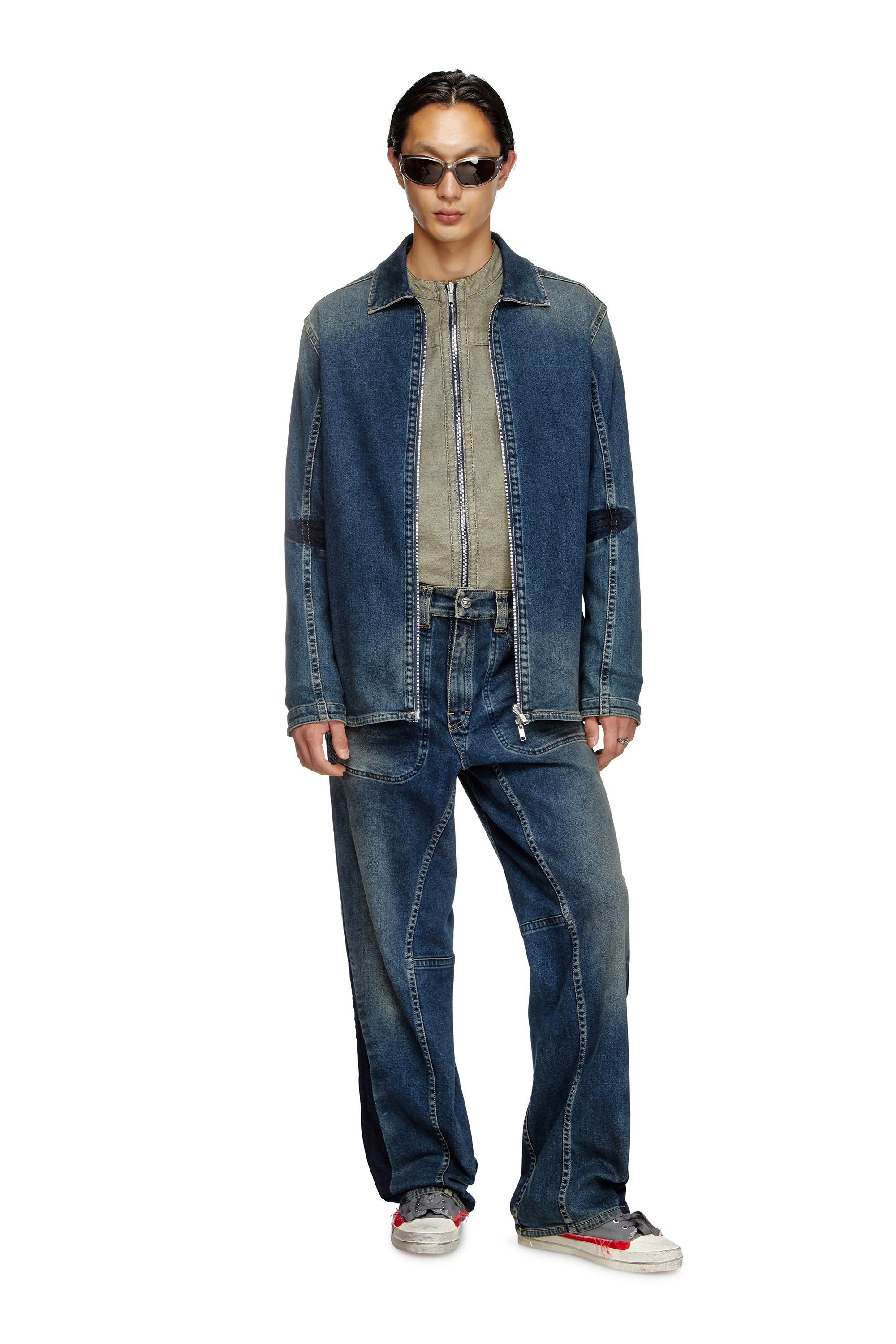 Diesel - D-SIMPLY-RE, Camisa con cremallera de Rehab denim Hombre in Azul marino - 2