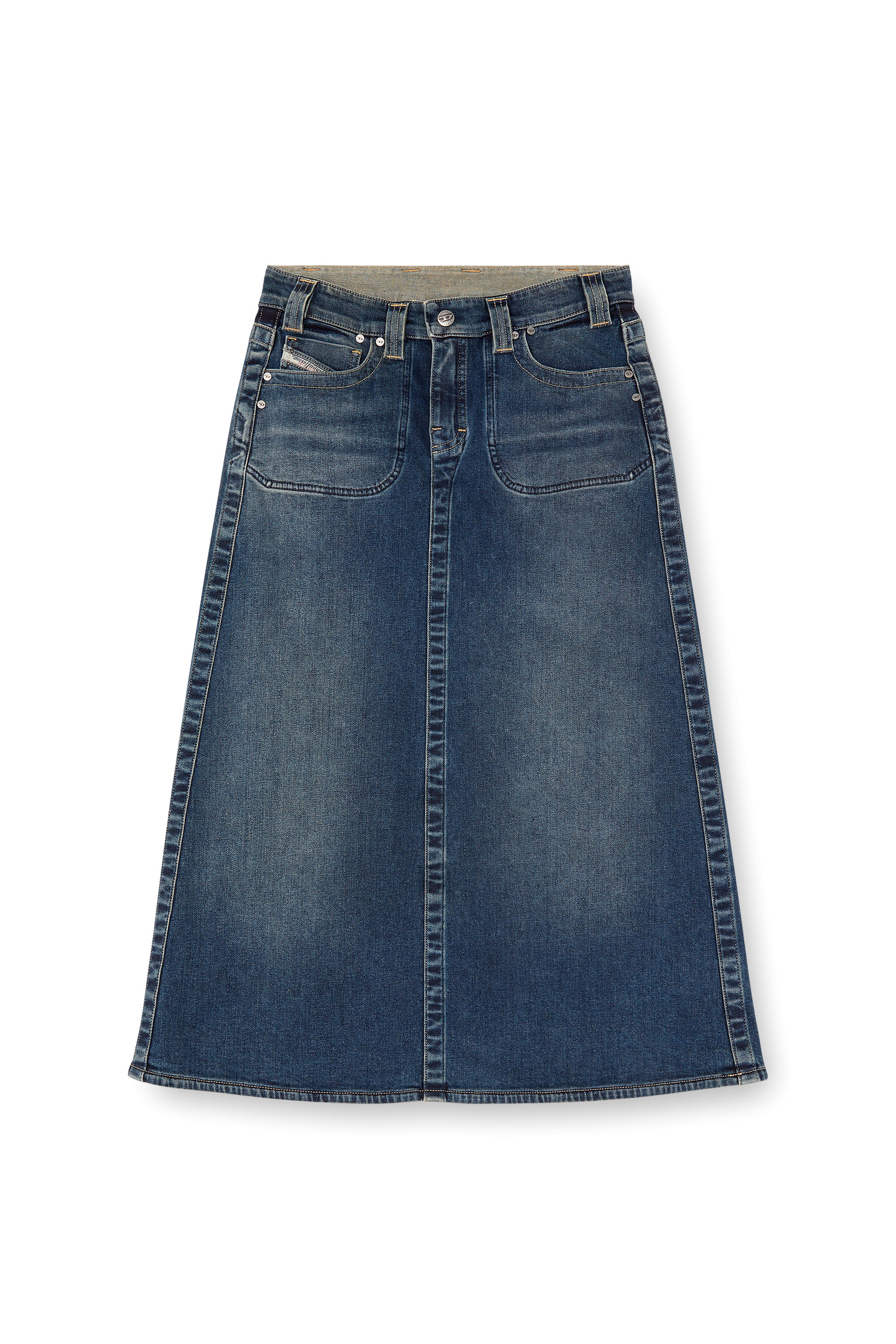 Diesel - DE-PAGO-MID-RE, Falda midi de Rehab denim Mujer in Azul marino - 3