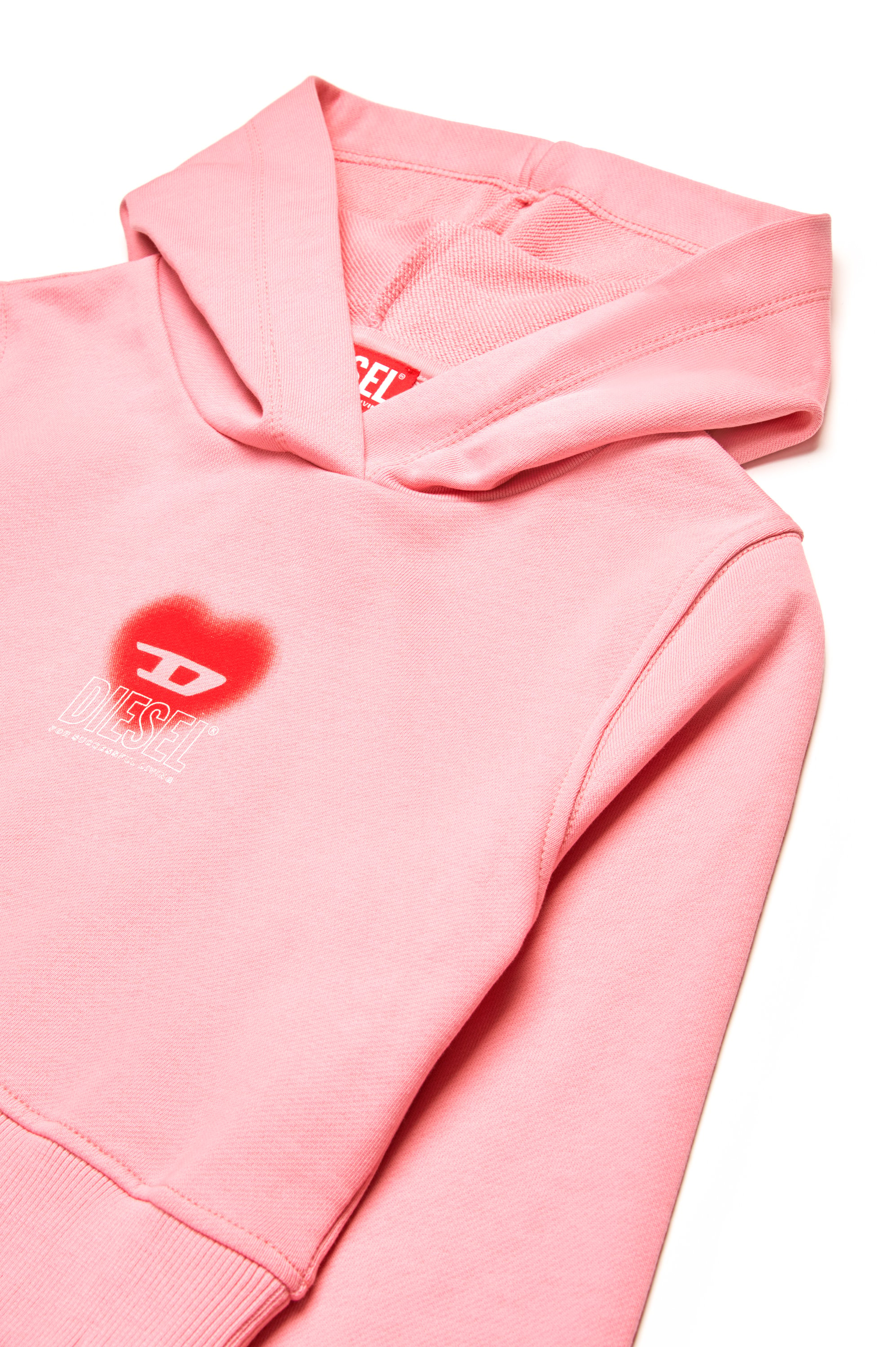 Diesel - SCUOREHOOD, Sudadera con capucha recortada con logotipo de corazón Mujer in Rosa - 3