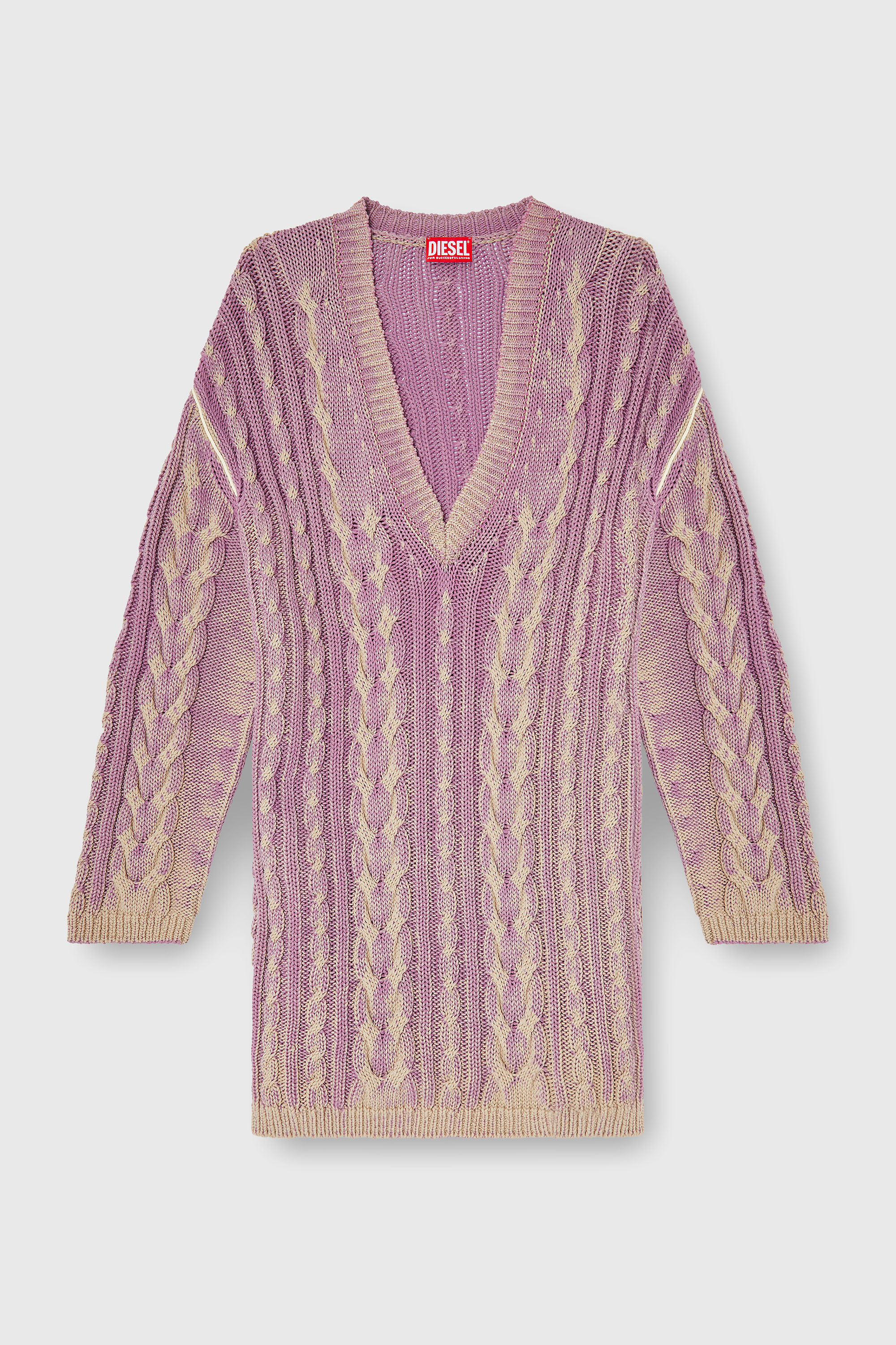 Diesel - M-ELGA, Vestido corto de punto trenzado Mujer in Morado - 1