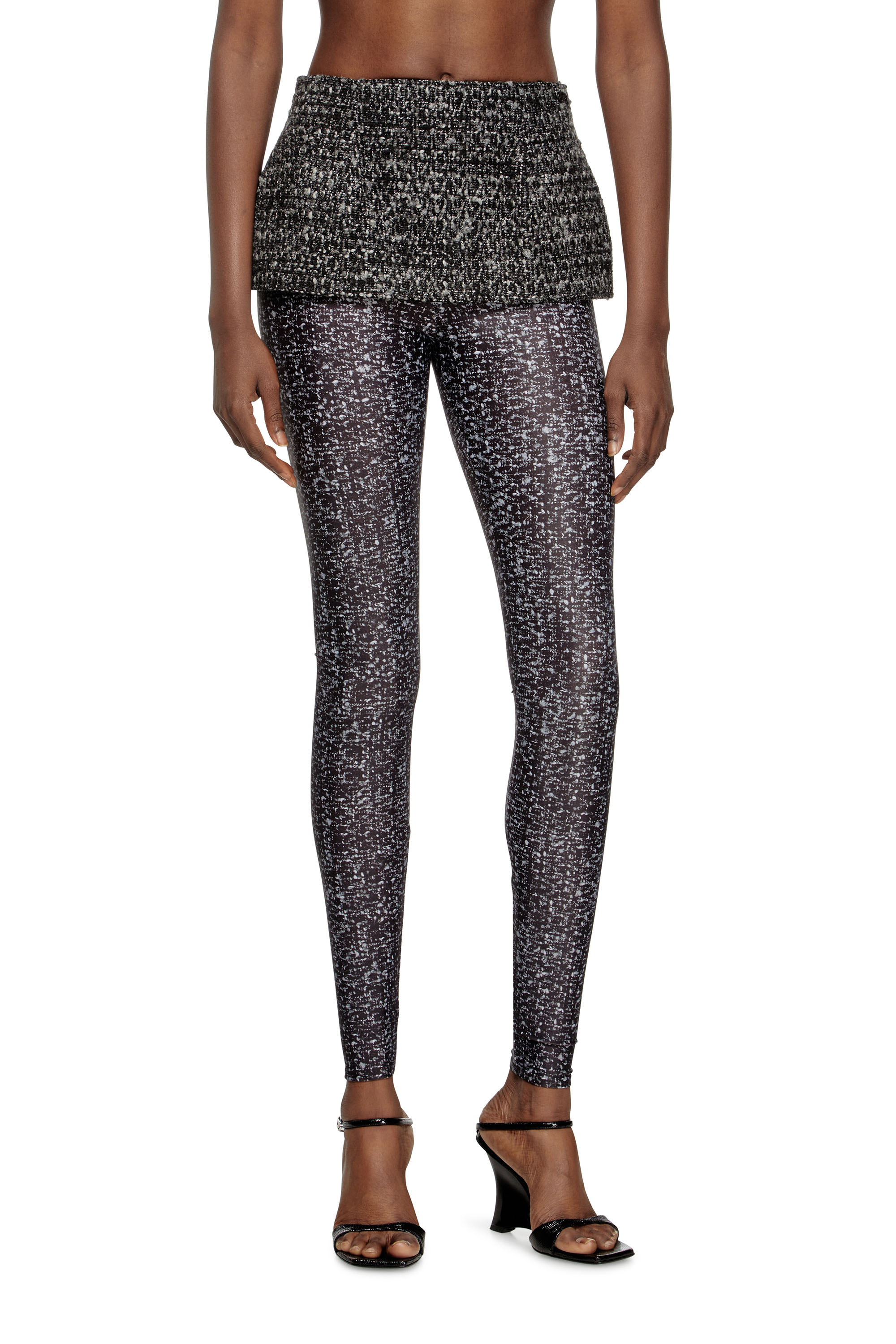 Diesel - P-HOUR, Falda bouclé con mallas Mujer in Negro - 1
