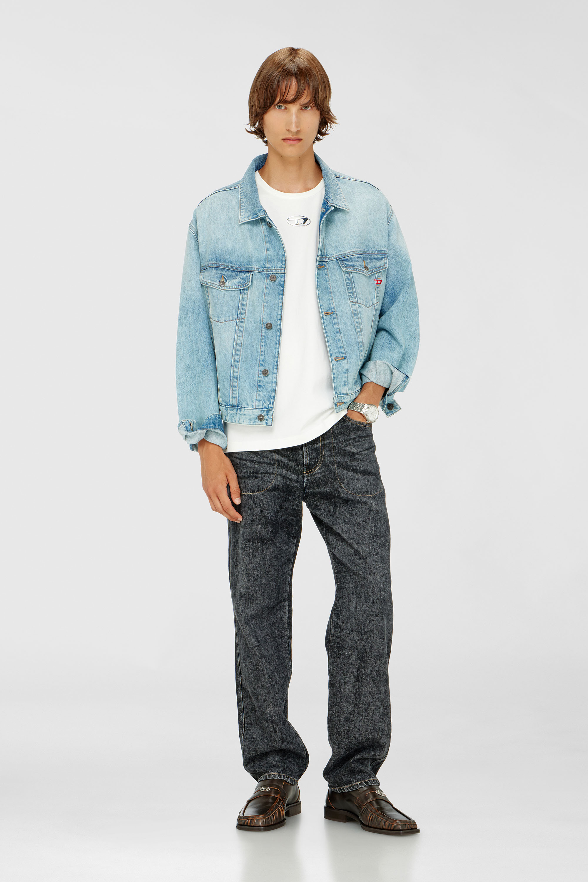 Diesel - T-NORM-IOD, Camiseta ligera de algod&oacute;n con logotipo Oval D met&aacute;lico Hombre in Blanco - 1