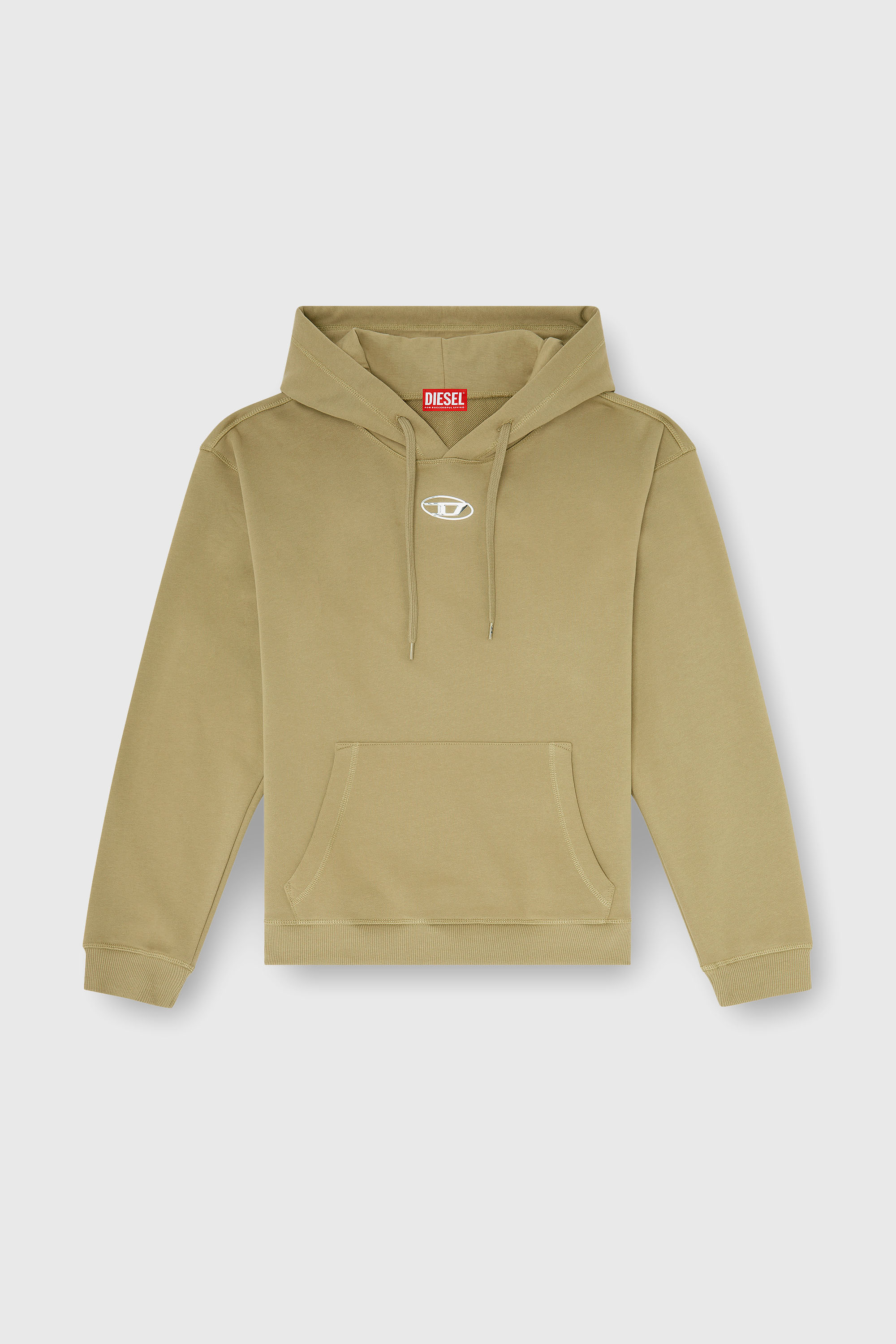 Diesel - S-NORM-HOOD-IOD, Sudadera con capucha de algod&oacute;n con Oval D met&aacute;lico. Hombre in Verde - 2