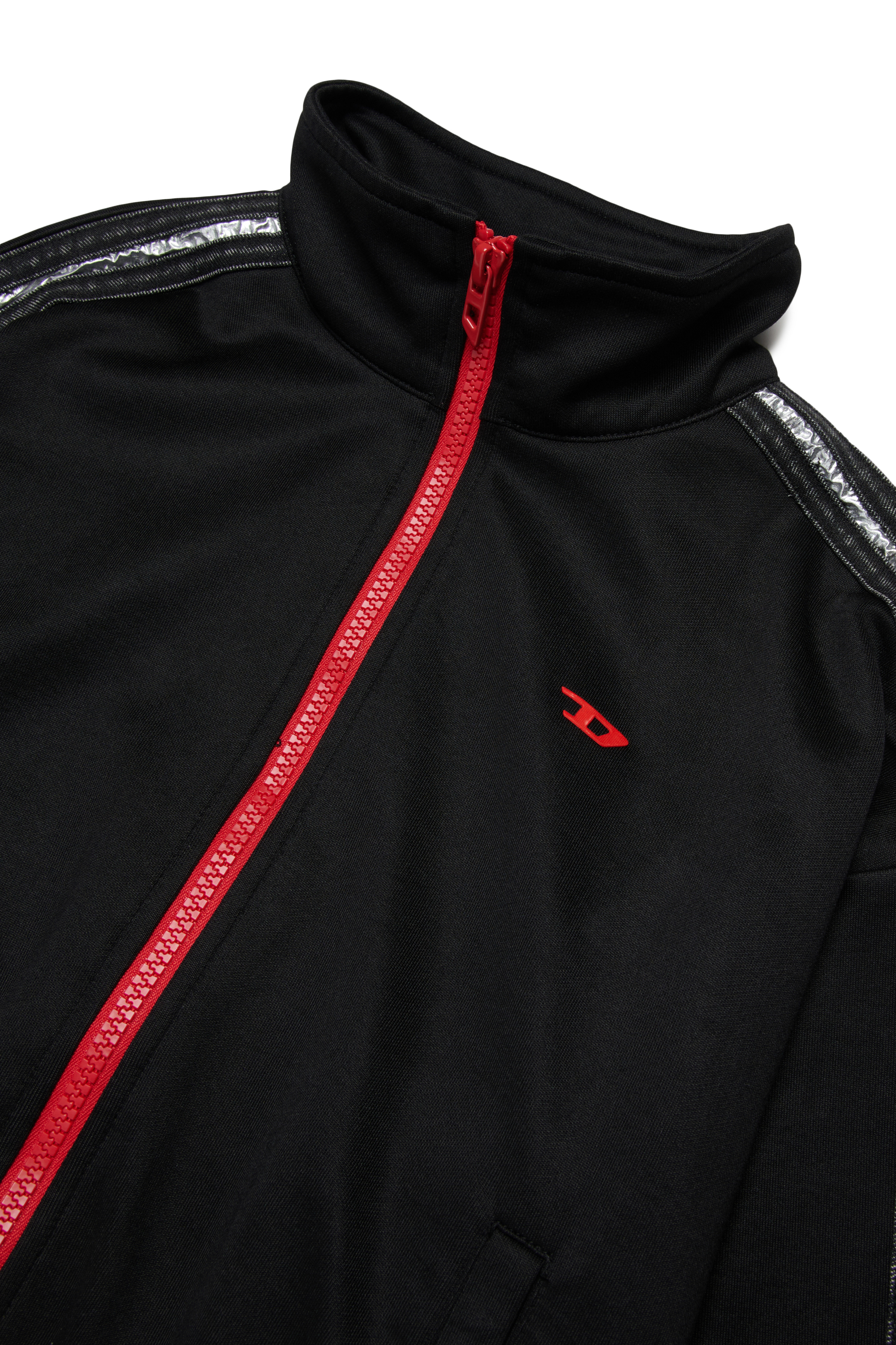 Diesel - STREET, Sudadera corta con cremallera de contraste Mujer in Negro - 3