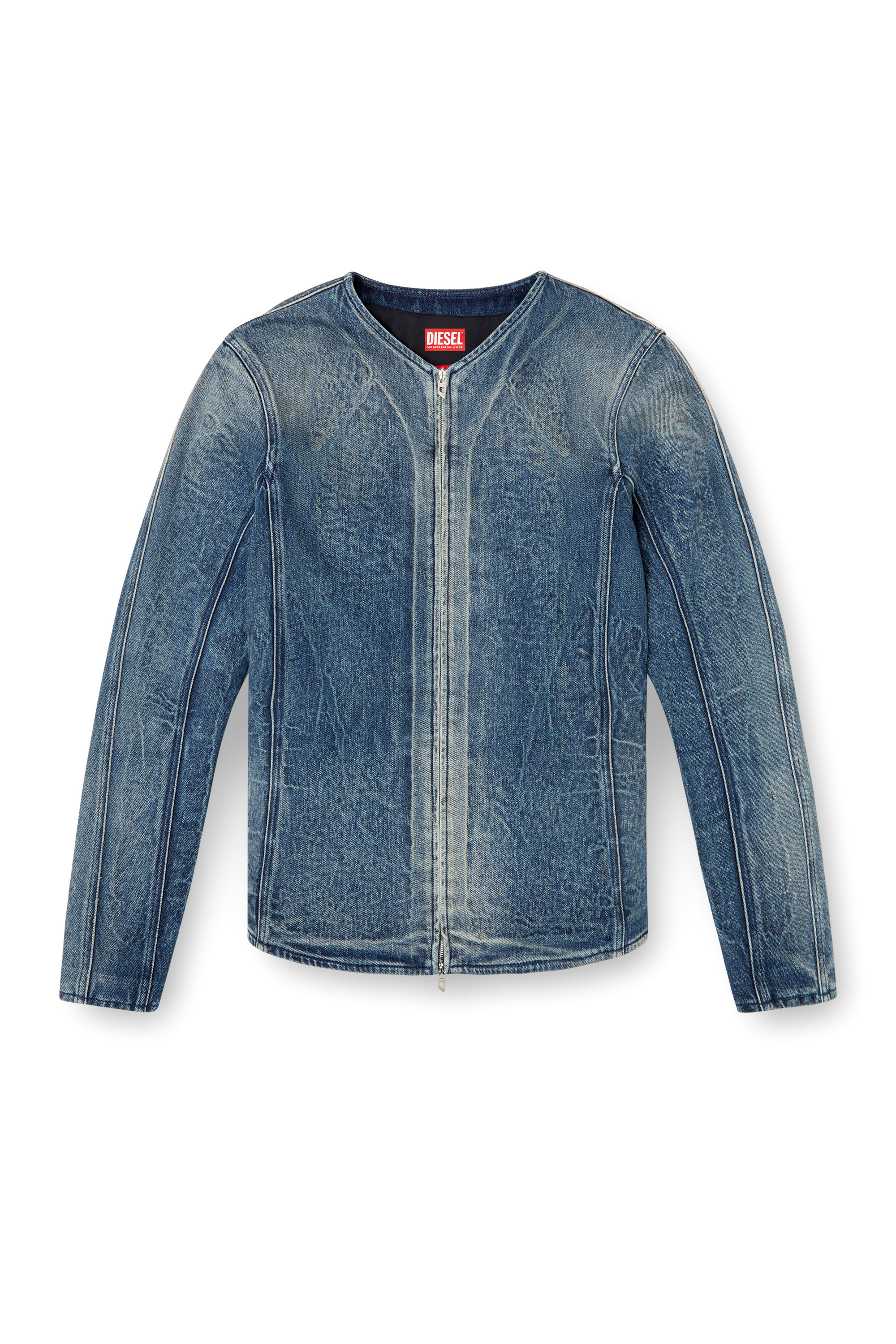 Diesel - D-CARDI-FSG, Chaqueta de denim con relieve tipo fantasma Hombre in Azul marino - 3