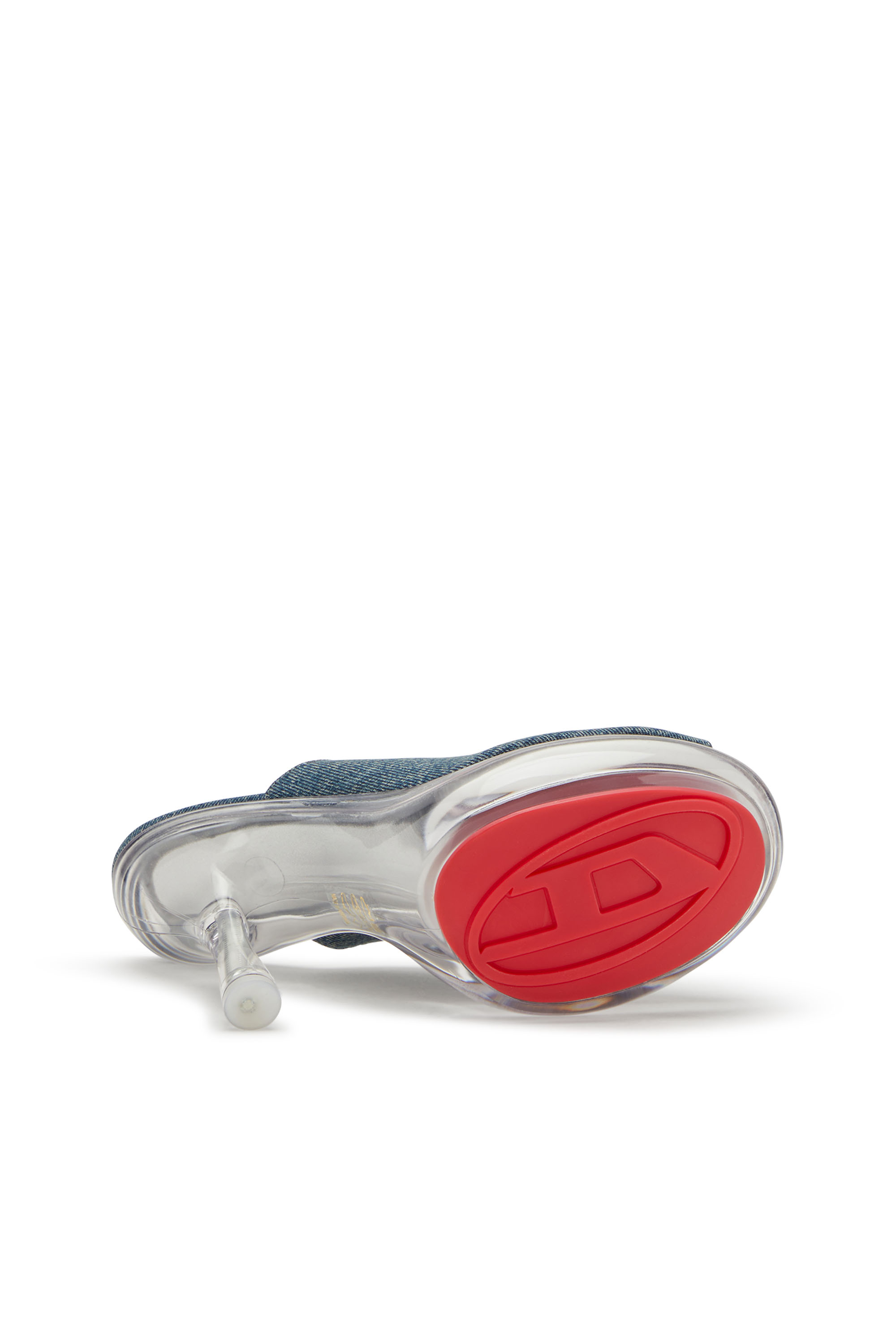 Diesel - D-LAKE PLATFORM SDL, D-Lake-Mules con plataforma en denim y plexiglás Mujer in Azul marino - 5