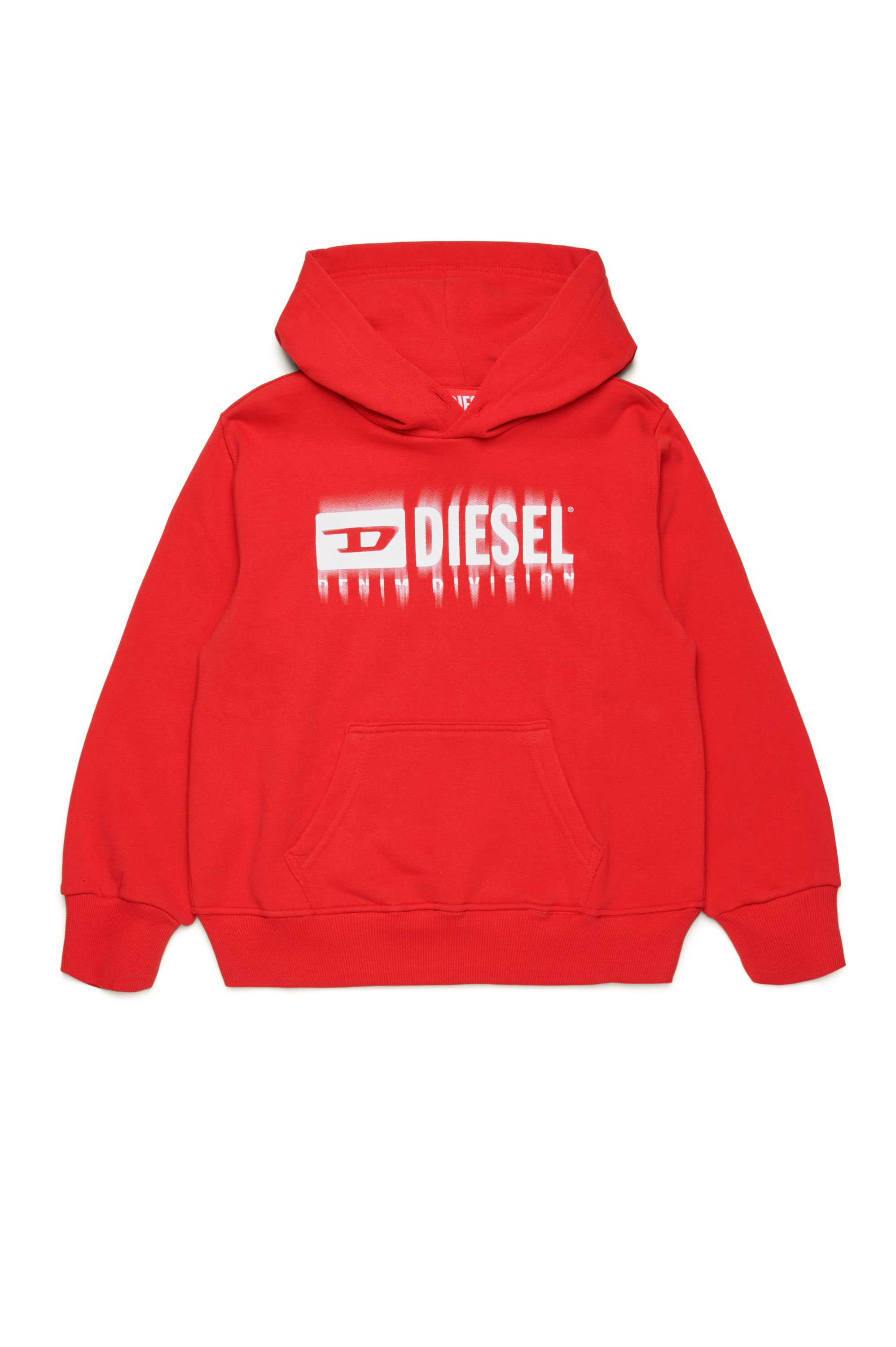 Diesel - SGINNHOODL5 OVER, Sudadera con capucha con logotipo manchado Hombre in Rojo - 1