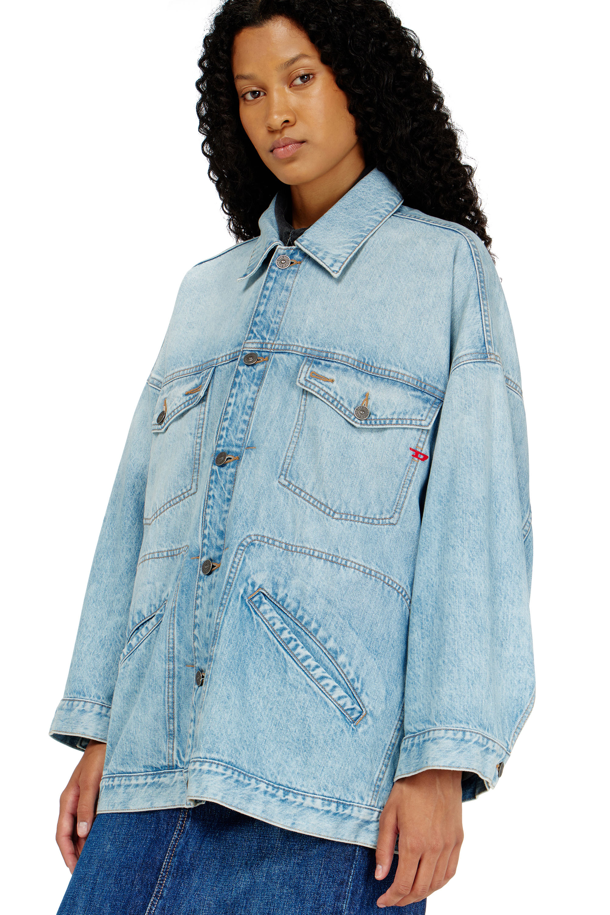 Diesel - DE-LIN, Chaqueta workwear denim oversized Mujer in Azul marino - 5