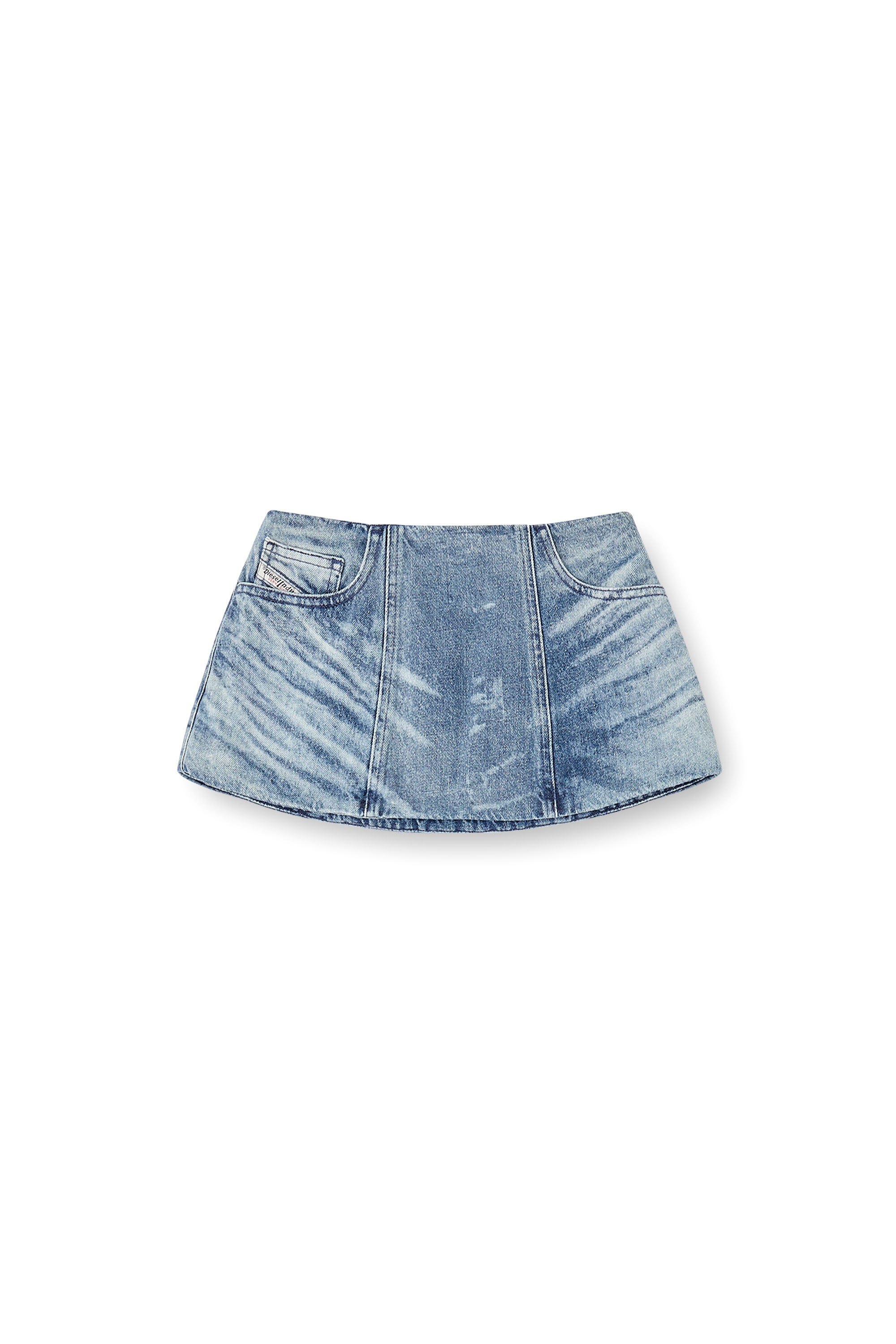 Diesel - DE-NORA-FSH, Falda con cinturón en denim de algodón y cáñamo grabado con láser Mujer in Azul marino - 3