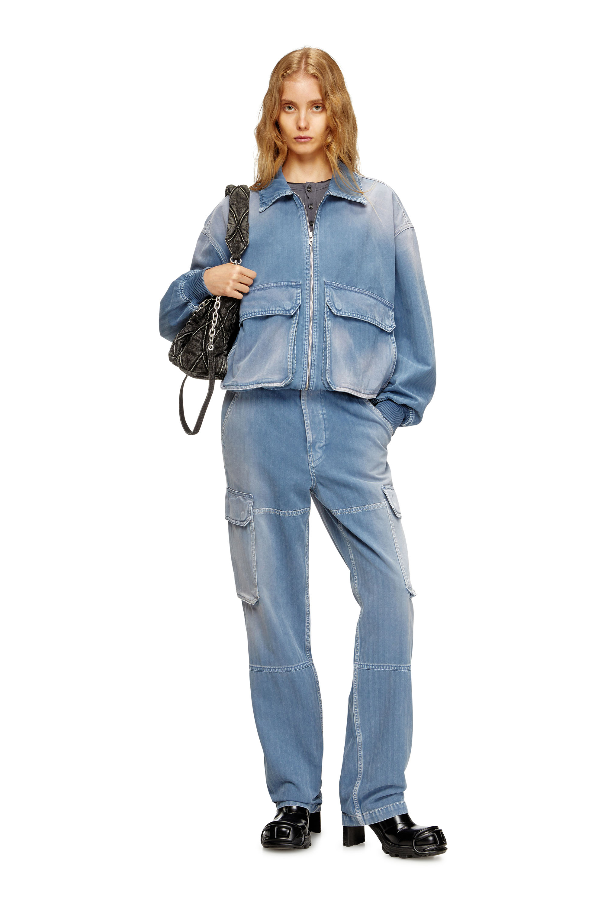 Diesel - D-KURZ, Chaqueta en denim de espiga coloreada Unisex in Azul marino - 7