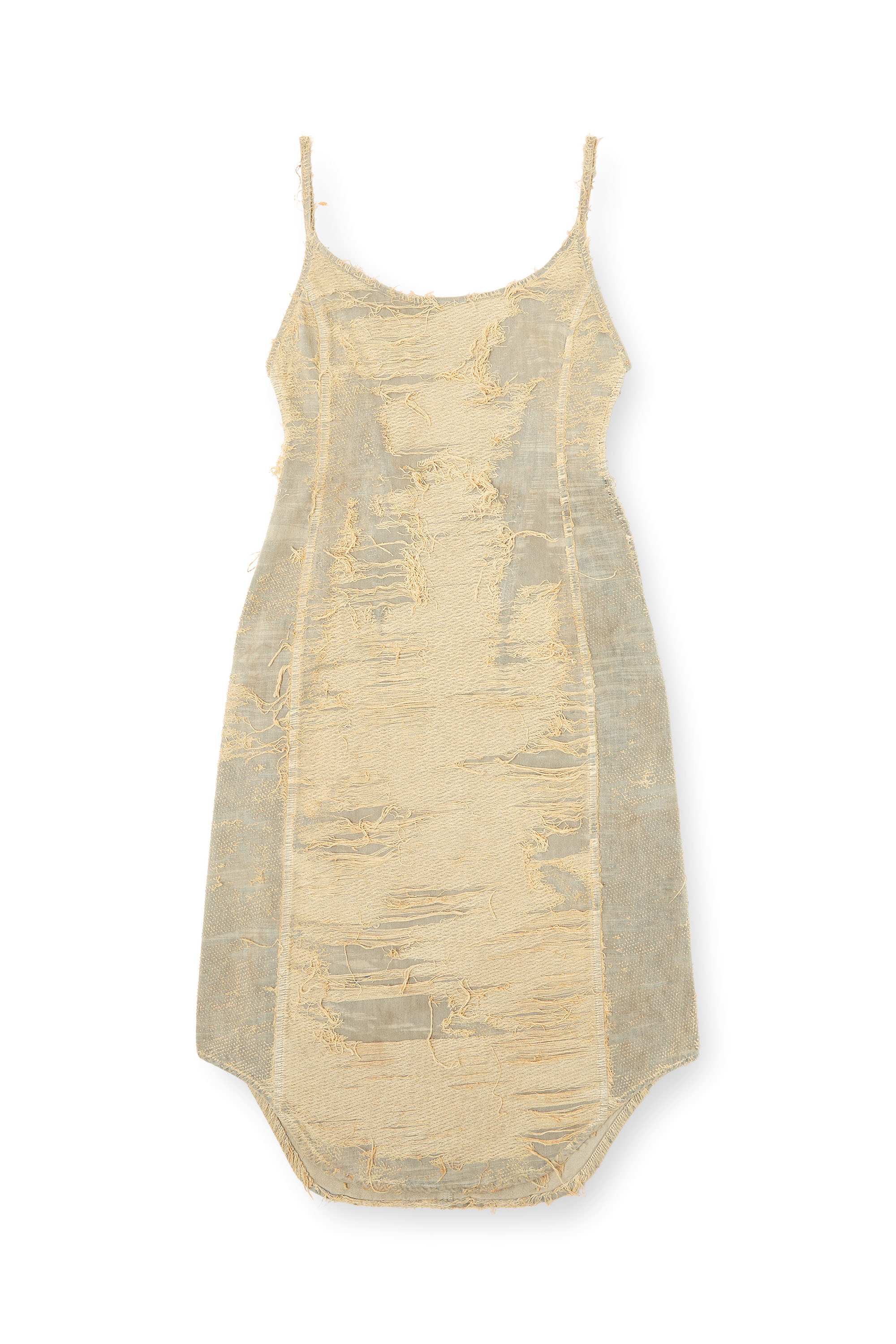 Diesel - DE-VERA-FSG, Vestido de denim sobreteñido con hilos flotantes Mujer in Beige - 1