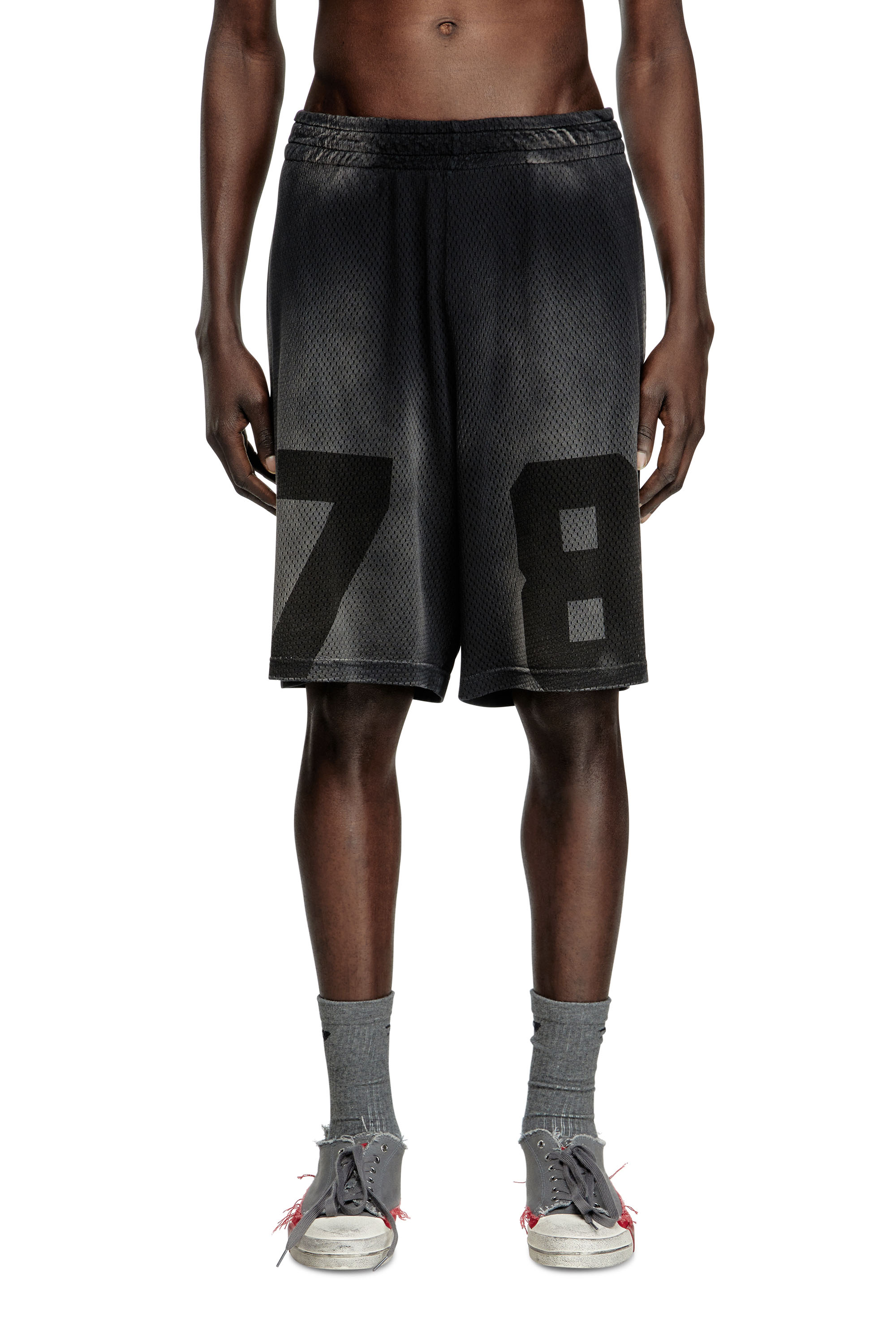 Diesel - P-TAIN-MESH, Man's Jersey and mesh shorts with faded effect in null - 1