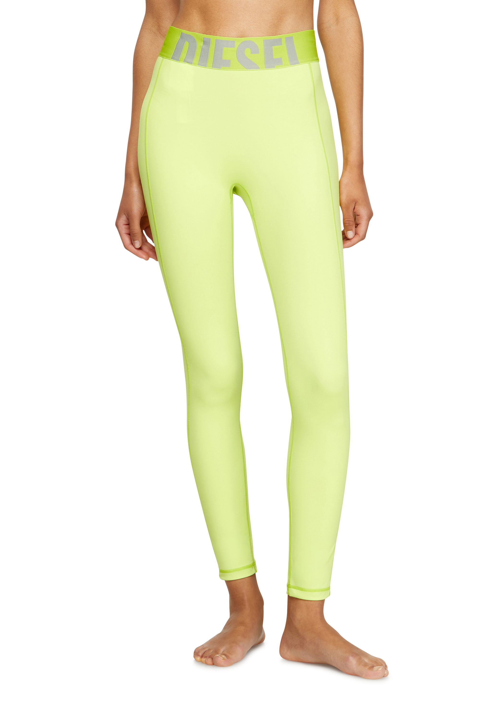 Diesel - ADELINE-D-POP, Leggings de microfibra con logotipo recortado Mujer in Verde - 2