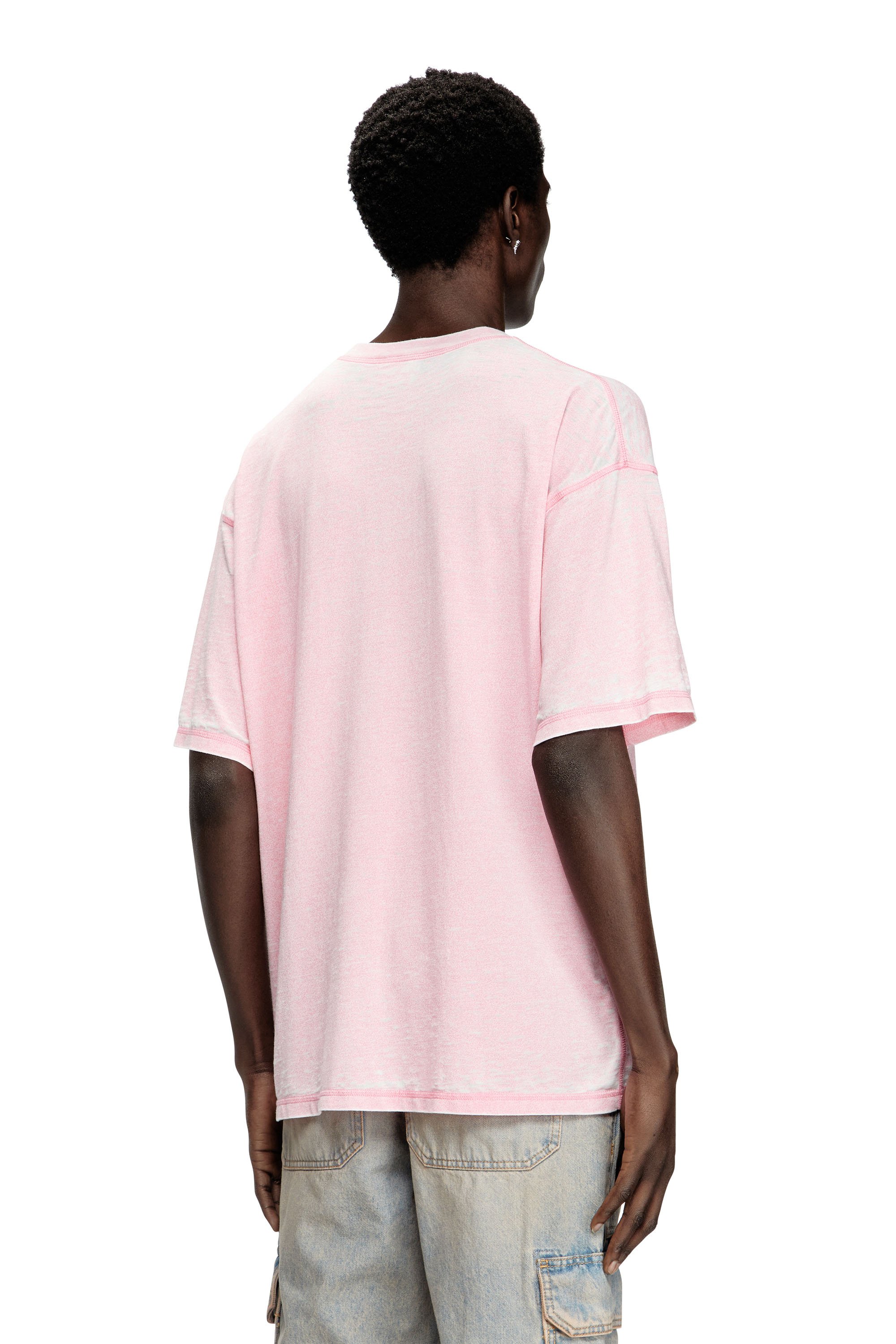 Diesel - T-BOXT-PAK, Camiseta burnout con logotipo de efecto metálico Hombre in Rosa - 4