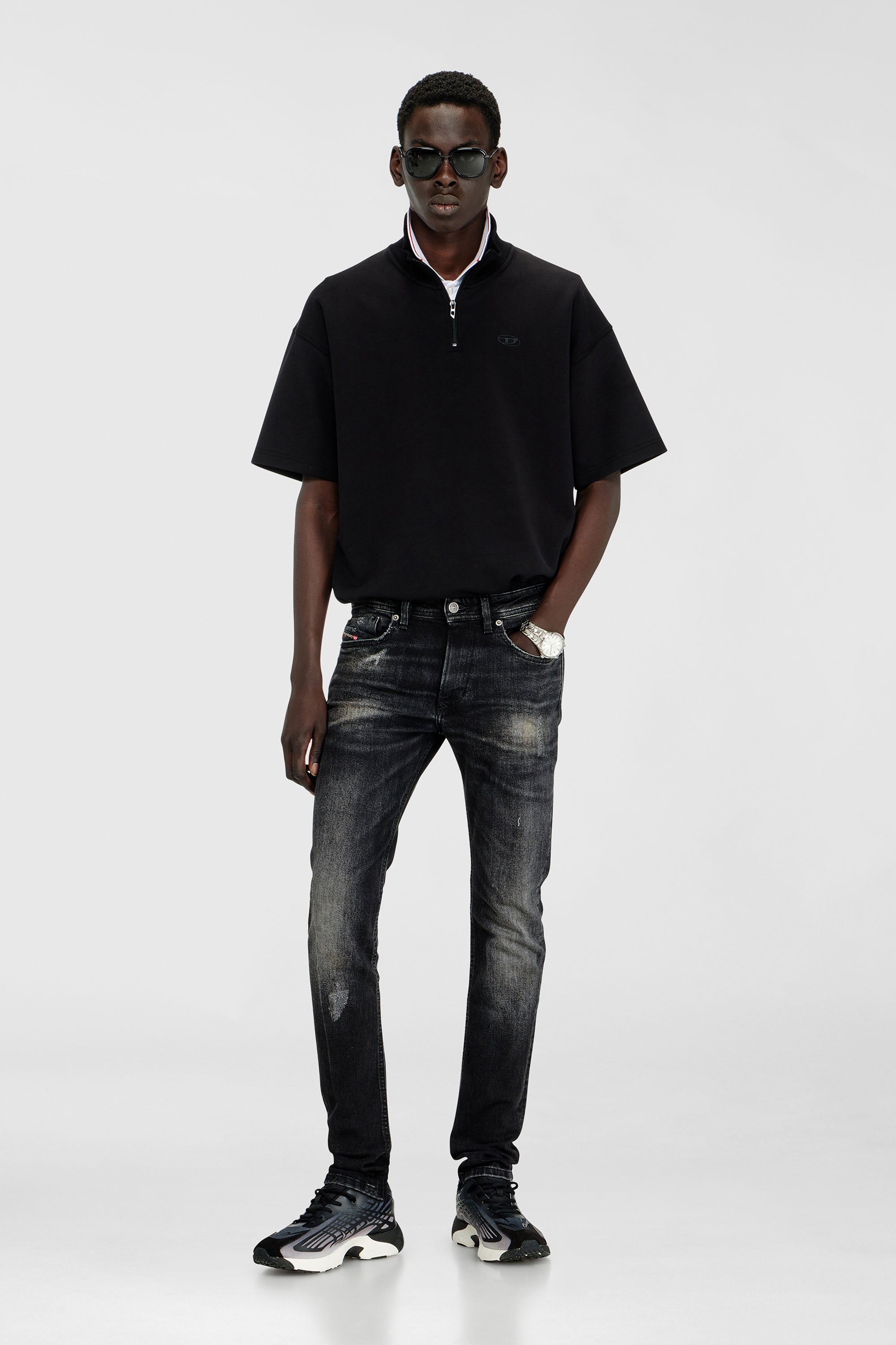 Diesel - Skinny Jeans 1979 Sleenker 0DBDP Hombre, Negro/Gris oscuro - 2
