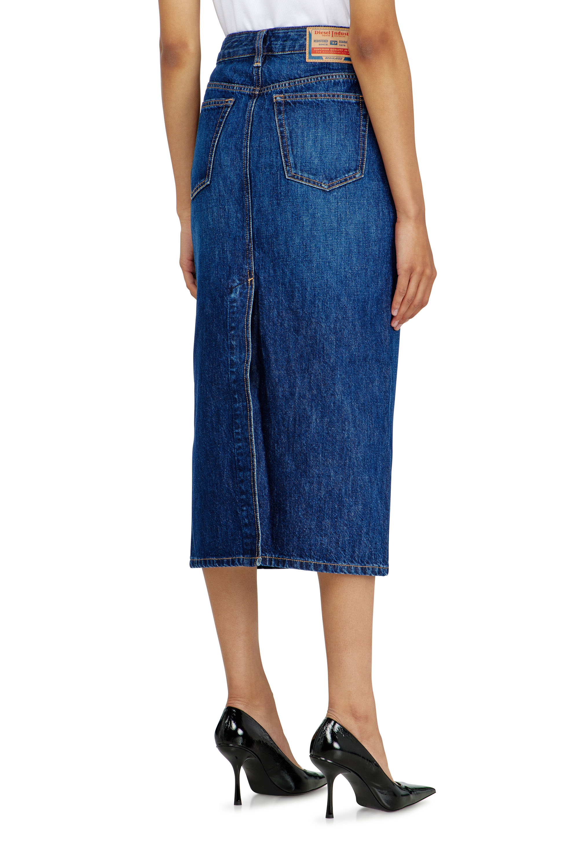 Diesel - DE-SKYE-D, Falda vaquera midi Mujer in Azul marino - 4