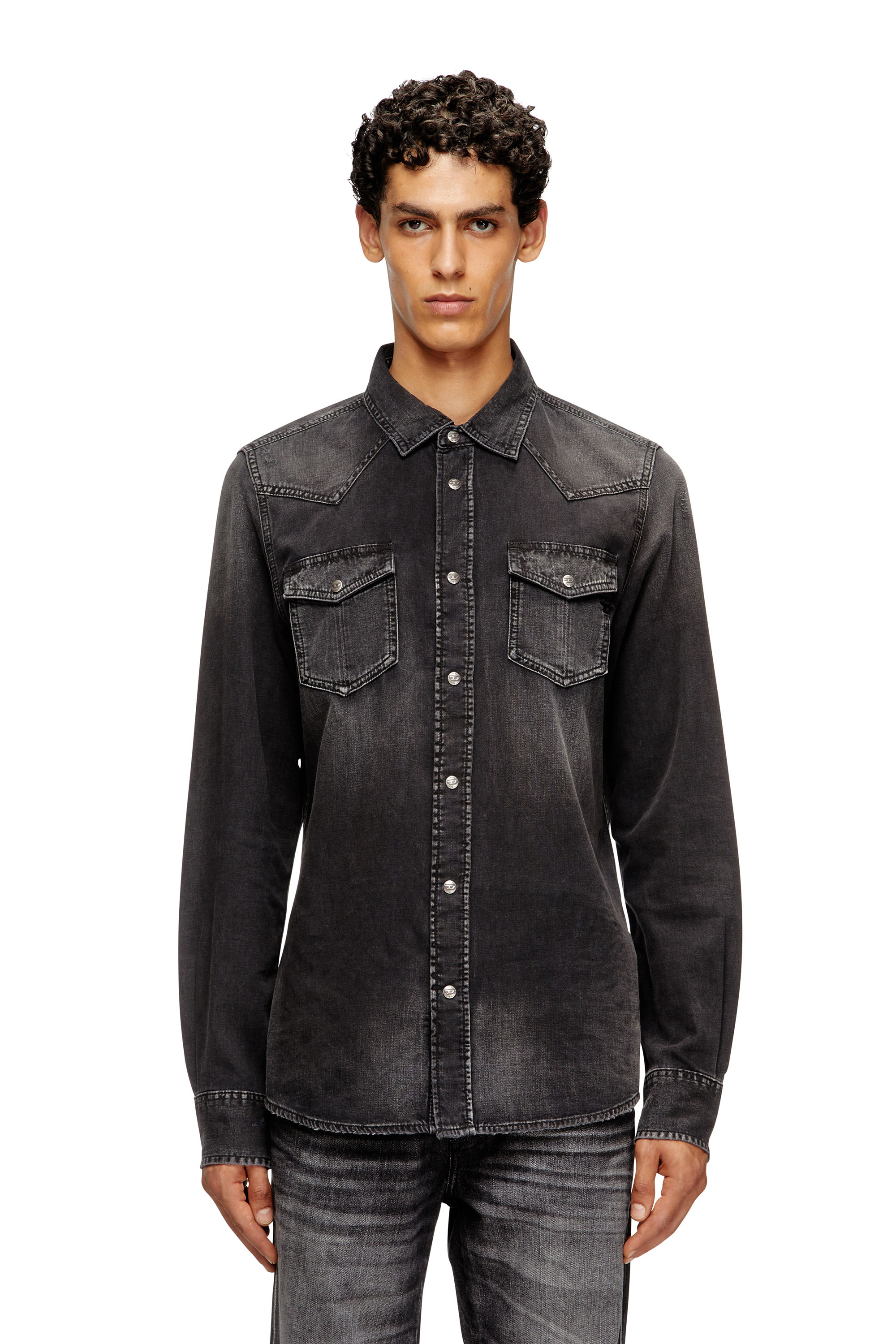 Diesel - D-VEGA, Sobrecamisa denim Hombre in Negro - 1