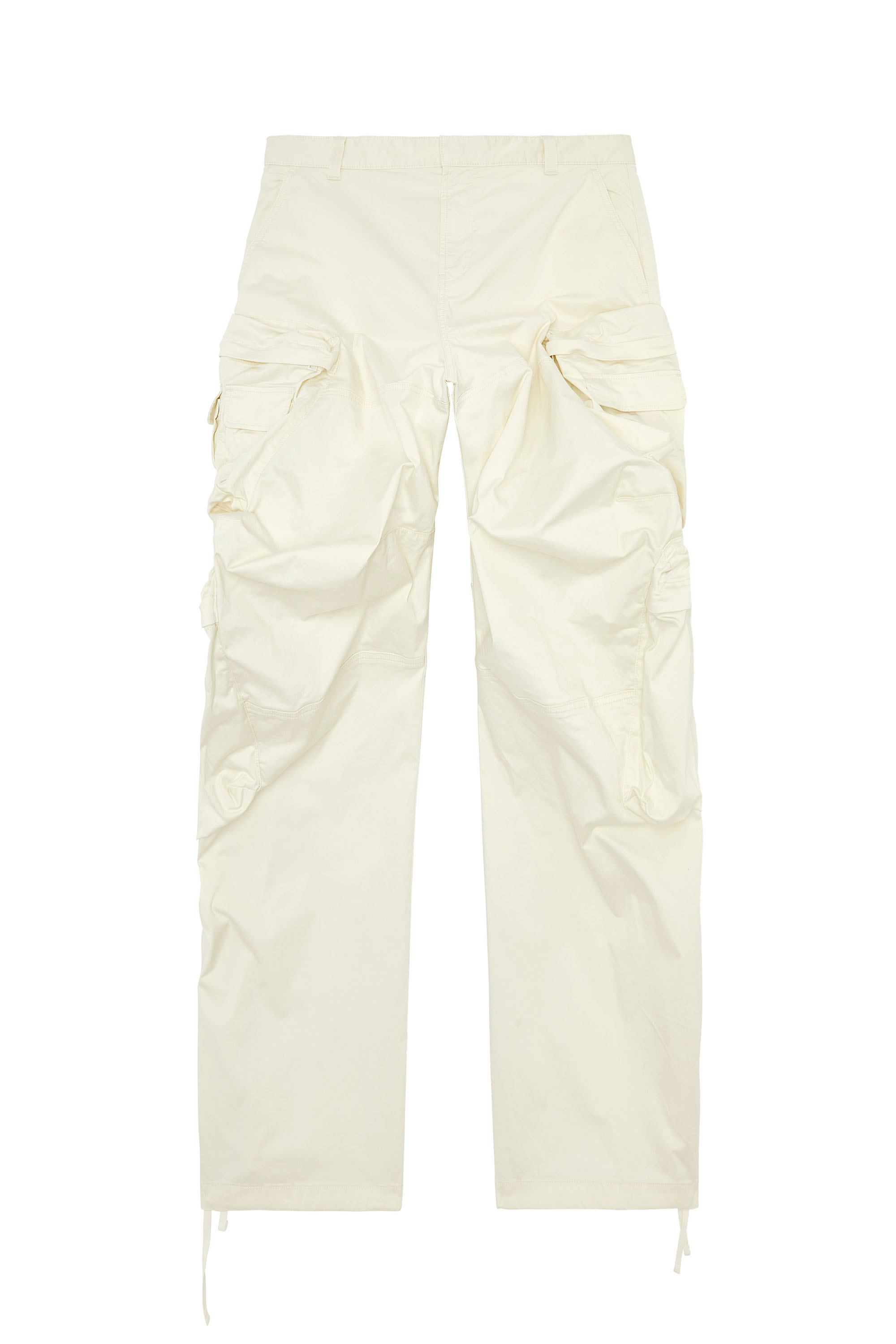 Diesel - P-HUGES-NEW, Pantalones cargo de sat&eacute;n de algod&oacute;n el&aacute;stico Hombre in Blanco - 2