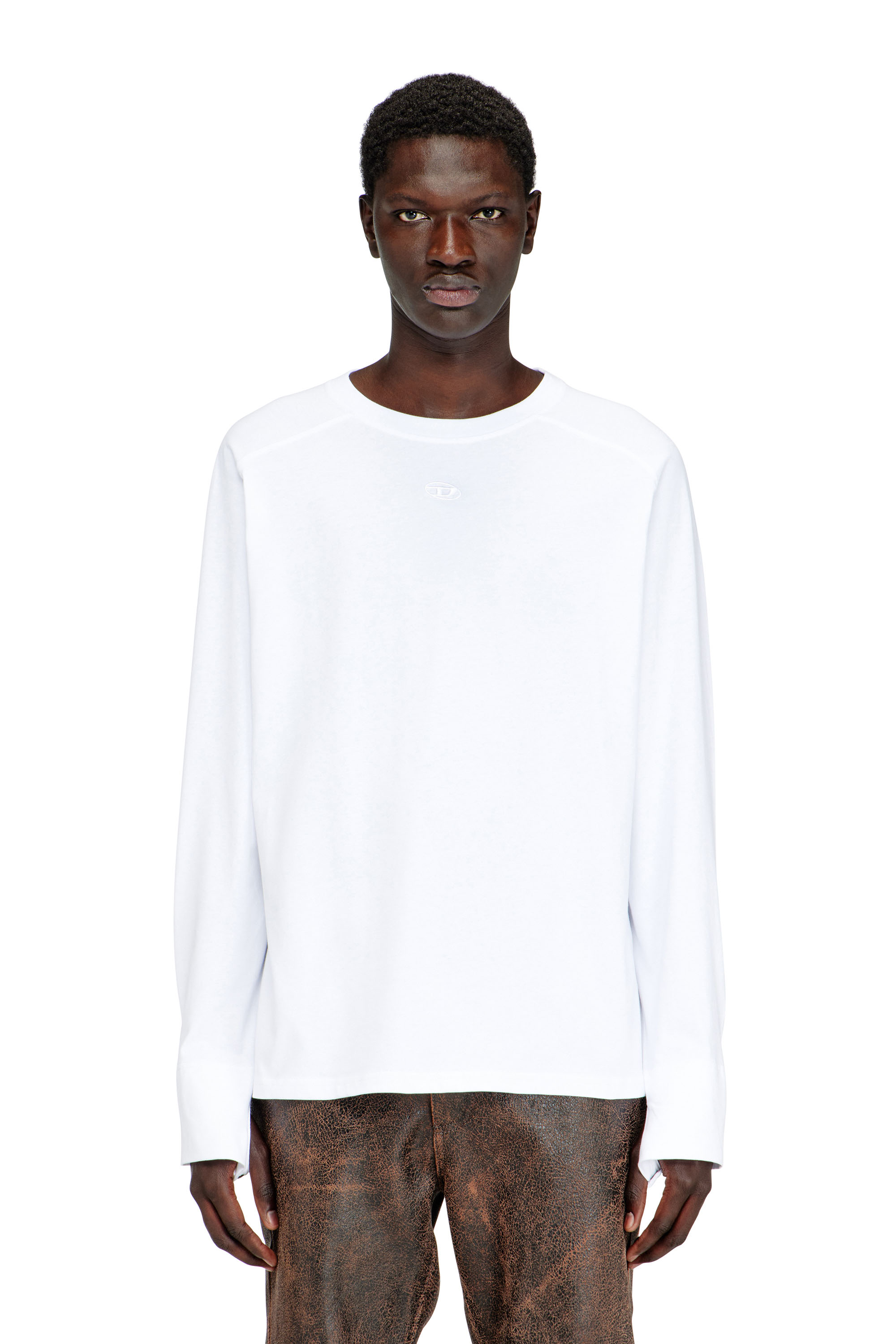 Diesel - T-KRISTIAN, Camiseta con pu&ntilde;o de detalle biker Hombre in Blanco - 3