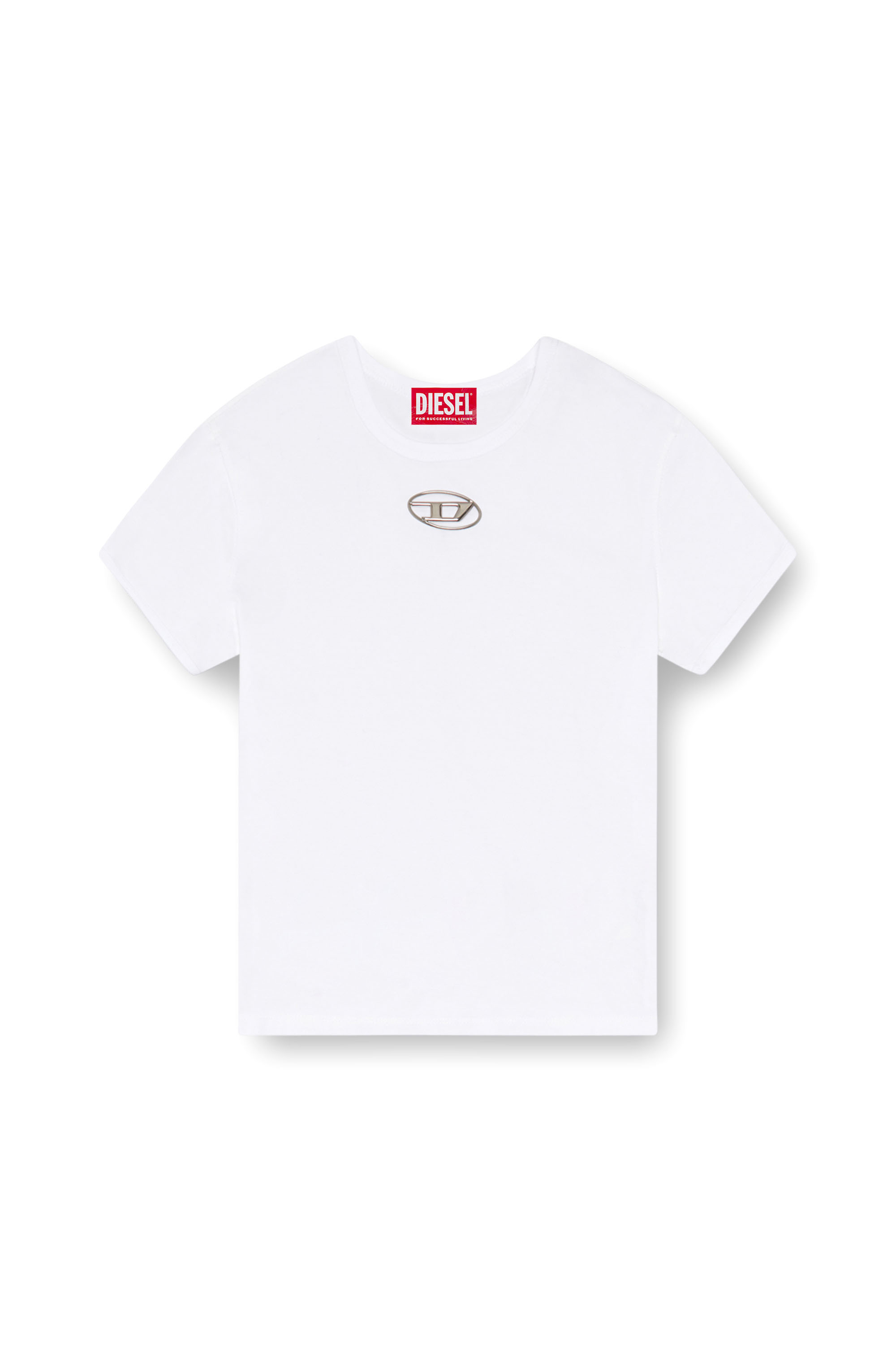 Diesel - T-UNCUTIE-LONG-OD, Mujer Camiseta con Oval D moldeado por inyección in Blanco - Image 3