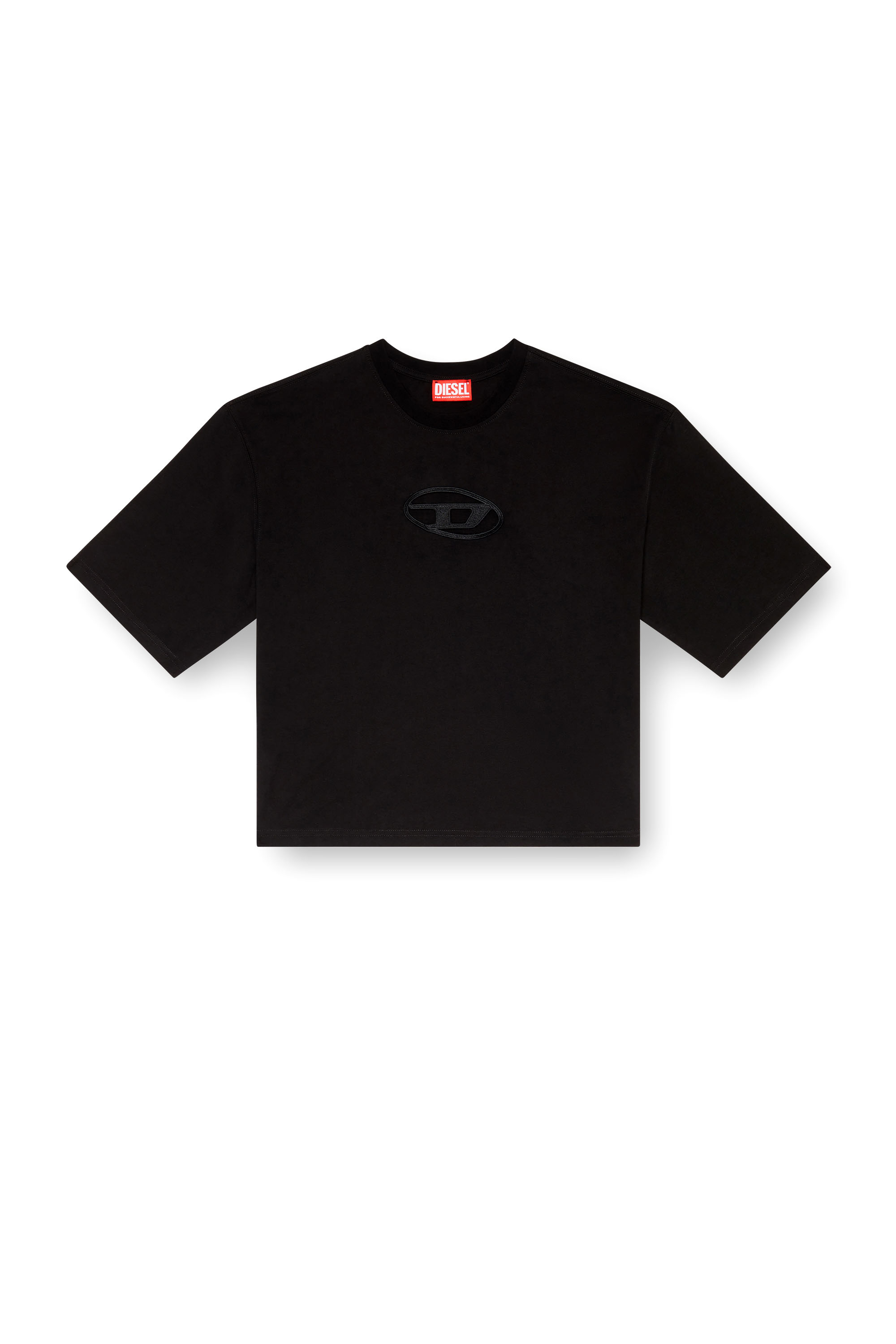 Diesel - T-ROWY-OD, Camiseta boxy con D bordada Mujer in Negro - 3