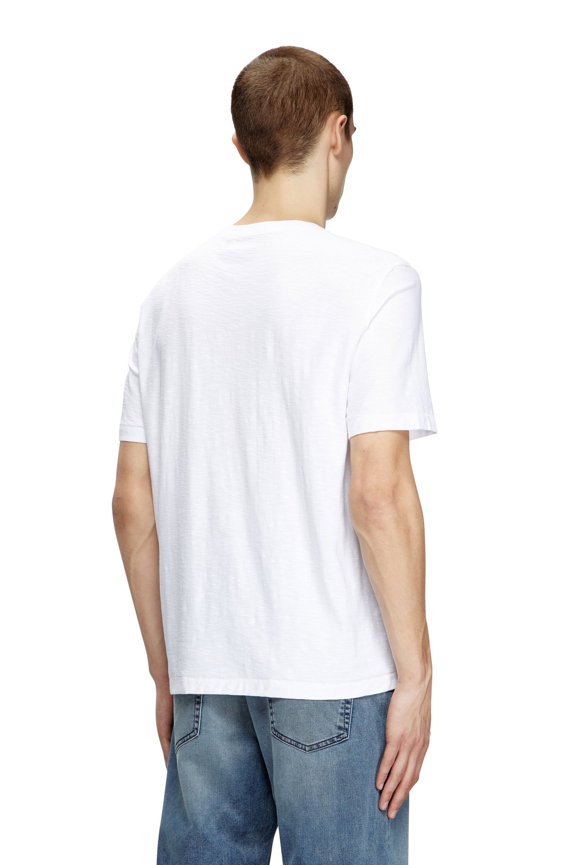 Diesel - T-ADJUST-R11, Camiseta de algodón slub con logotipo en relieve Hombre in Blanco - 4