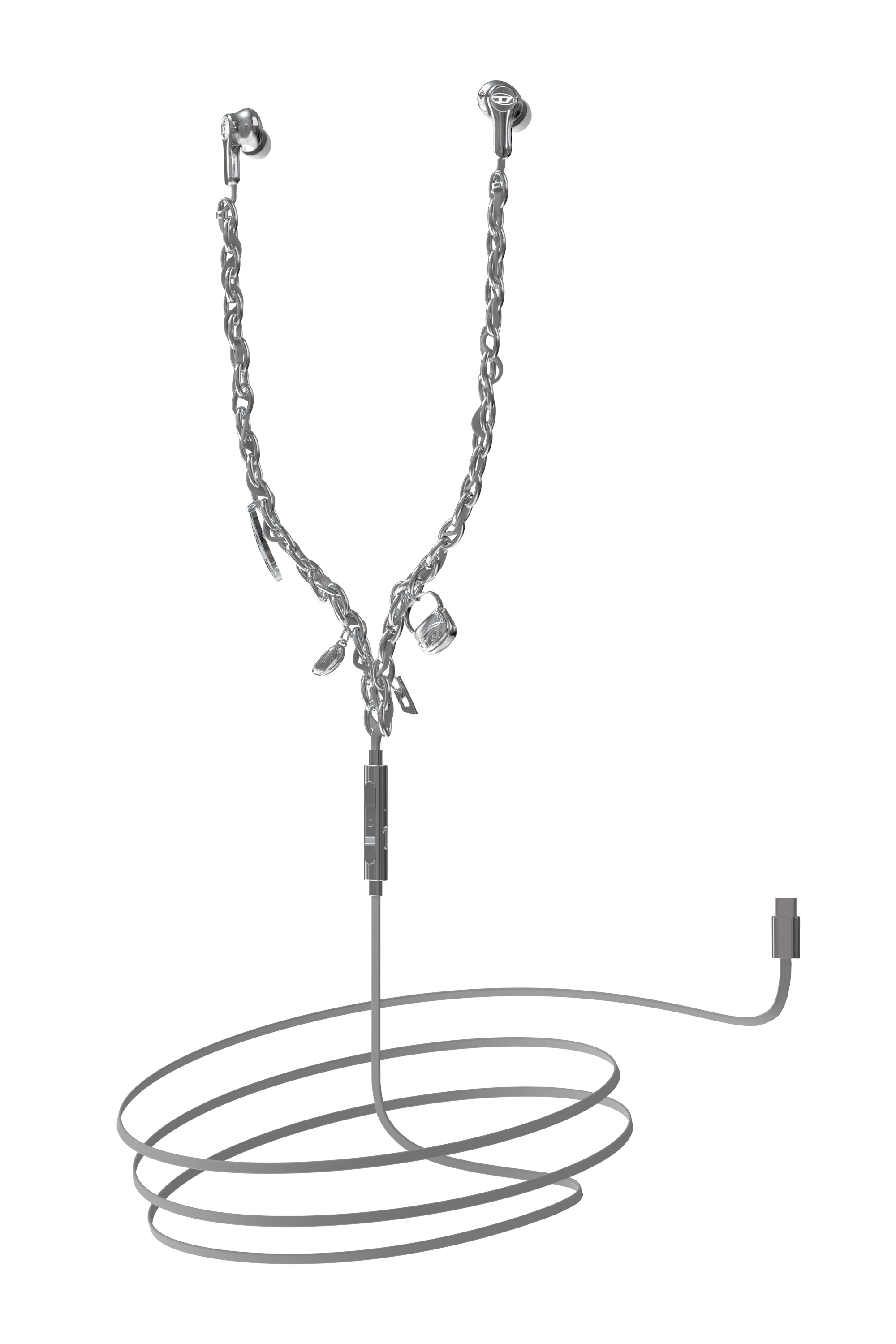 Diesel - 60458  WIRED EARBUDS, Auriculares con cable y charms Unisex in Plateado - 2