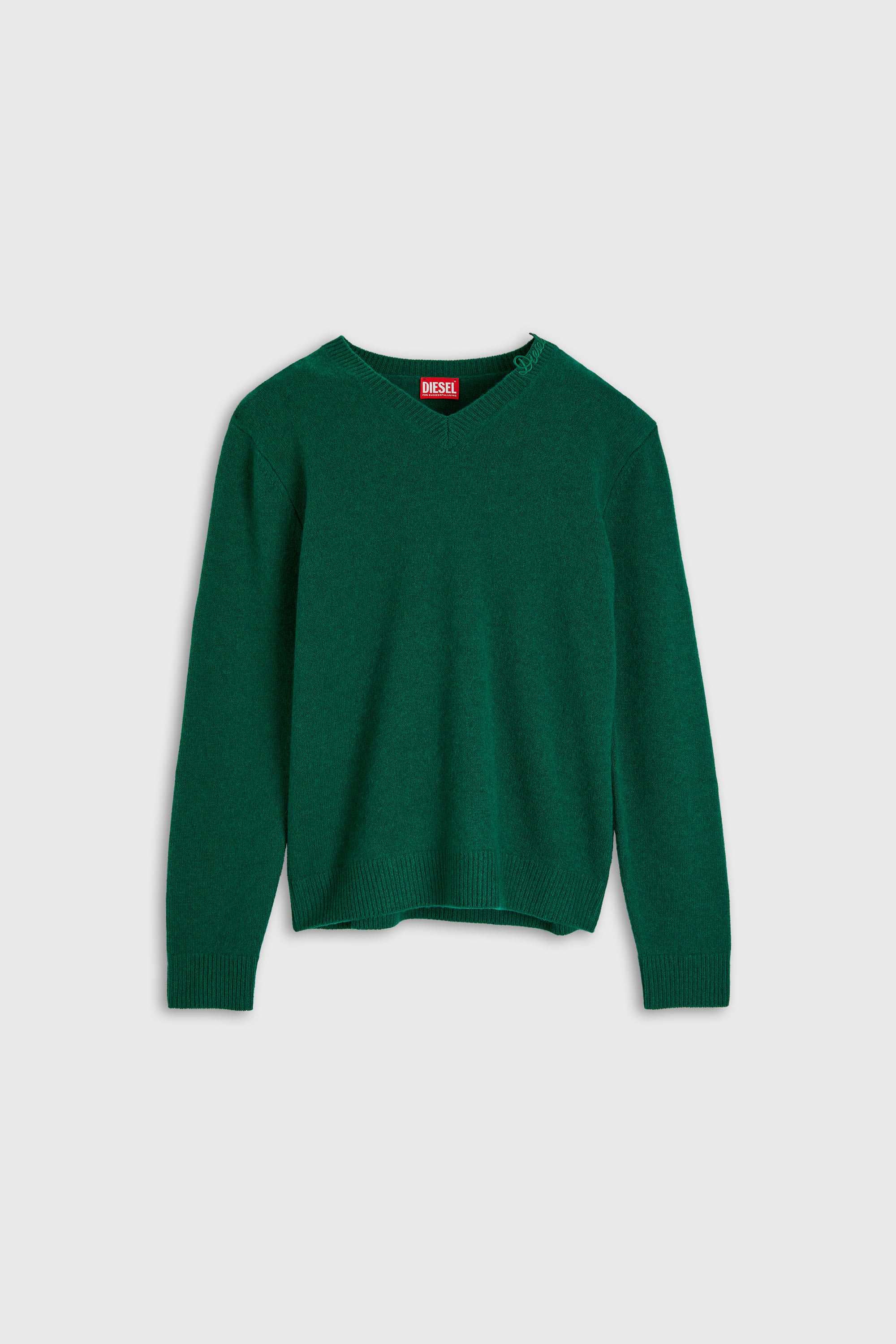 Diesel - K-IMER, Jersey de lana de pico con logo en el cuello Hombre in Verde - 2