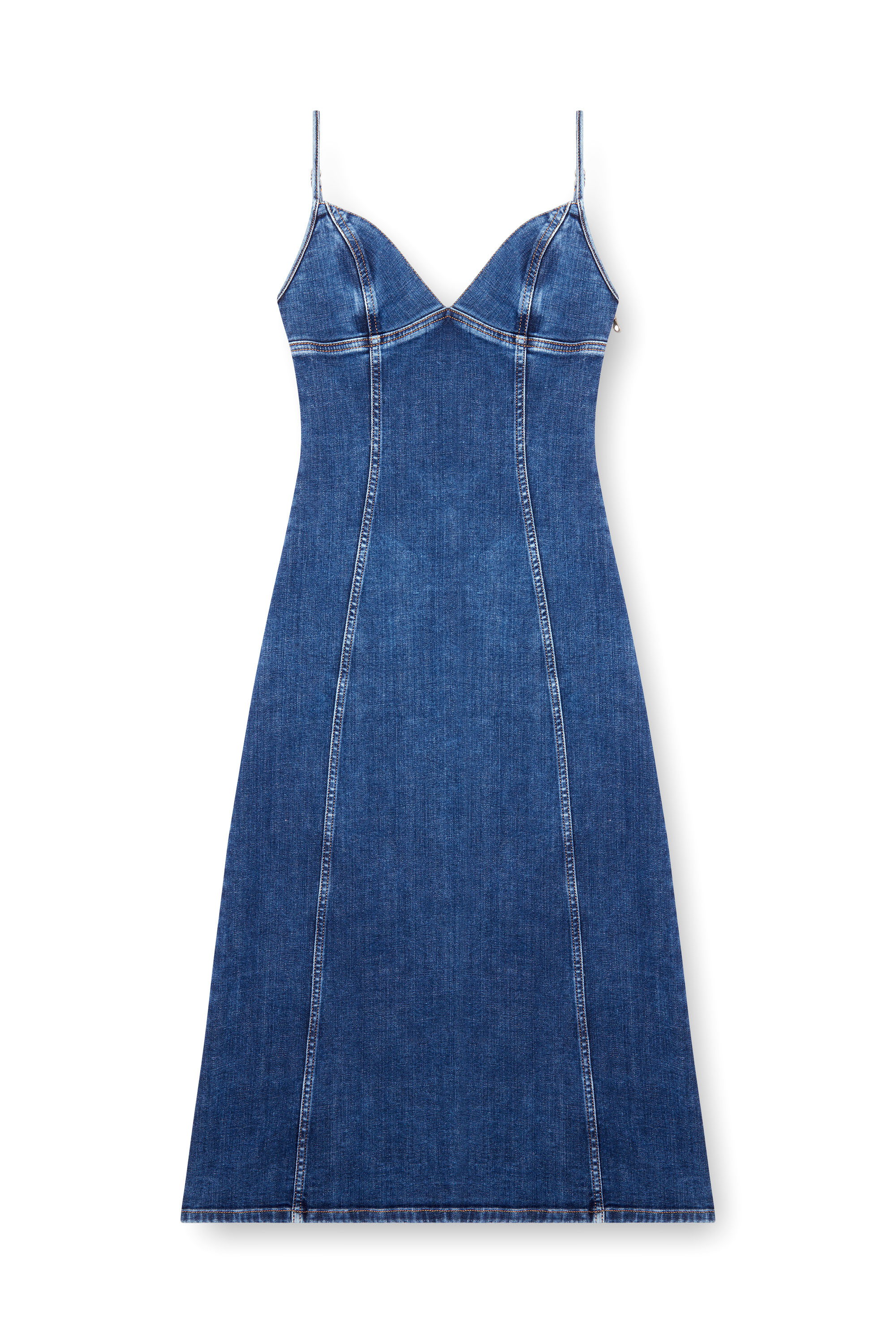 Diesel - DE-FULVY-DRESS-D, Mujer Vestido midi de tirantes en denim in Azul marino - Image 1