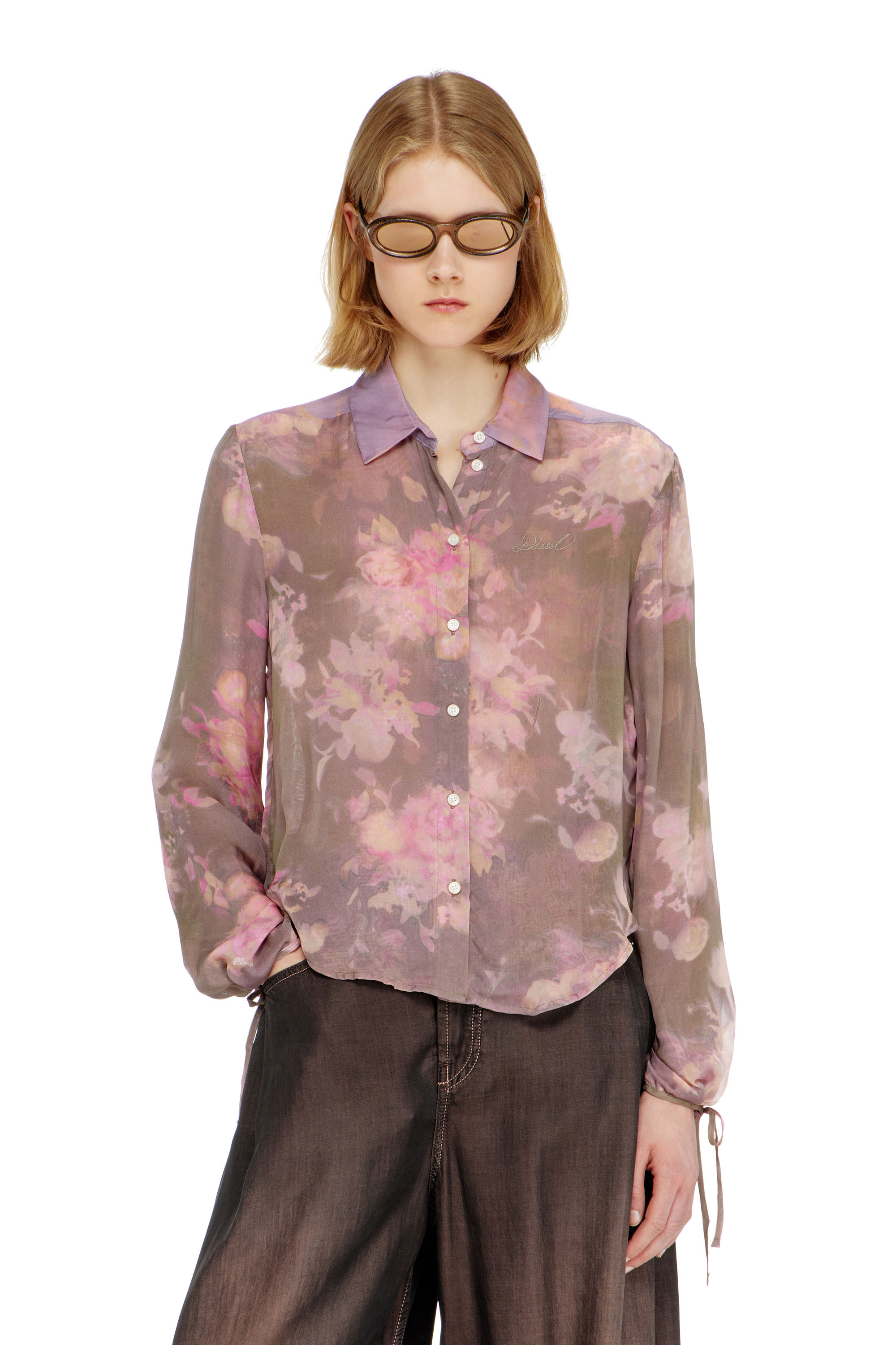 Diesel - C-LEVER, Camisa de gasa con estampado floral all-over Mujer in ToBeDefined - 1