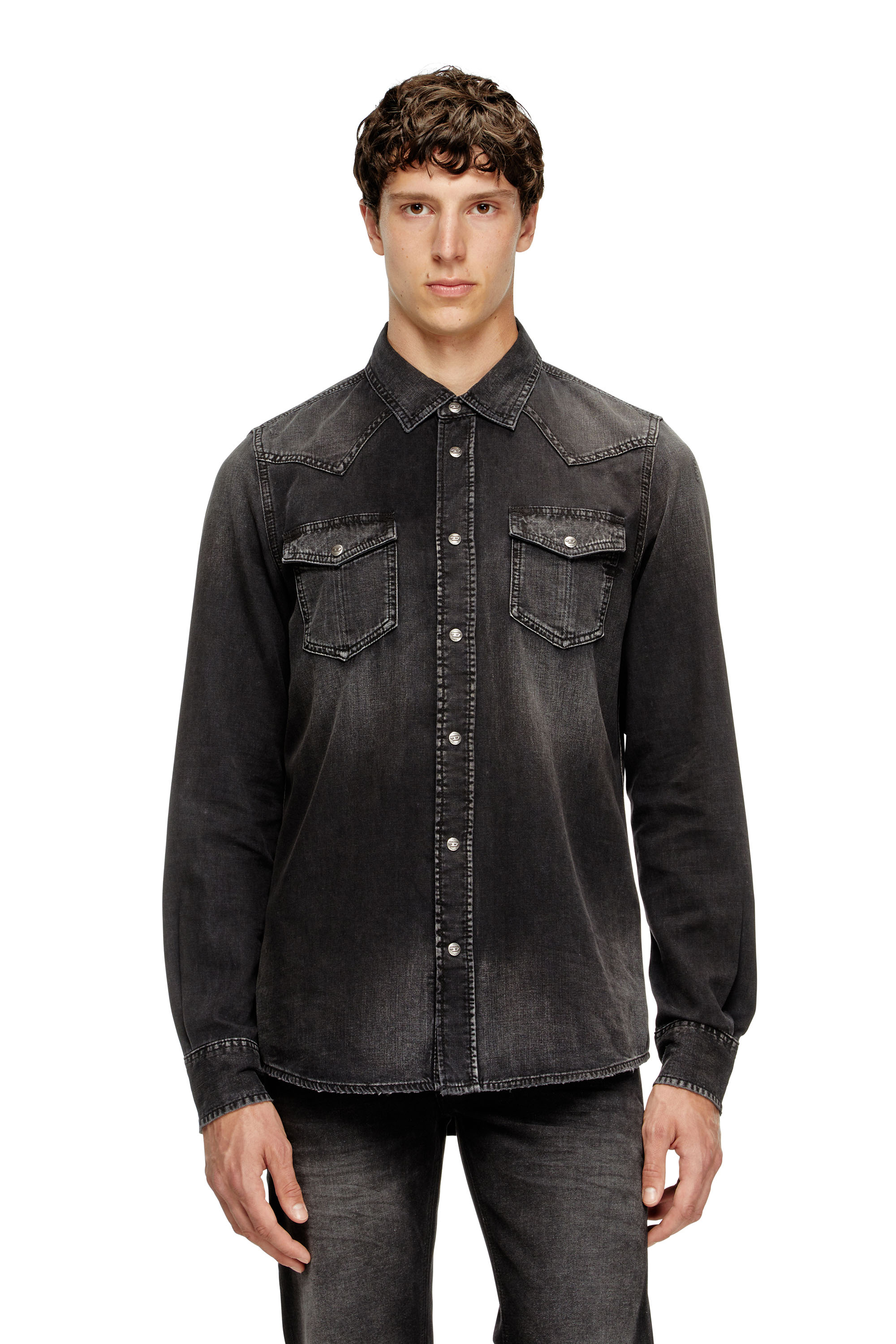 Diesel - D-VEGA, Sobrecamisa denim Hombre in Negro - 1