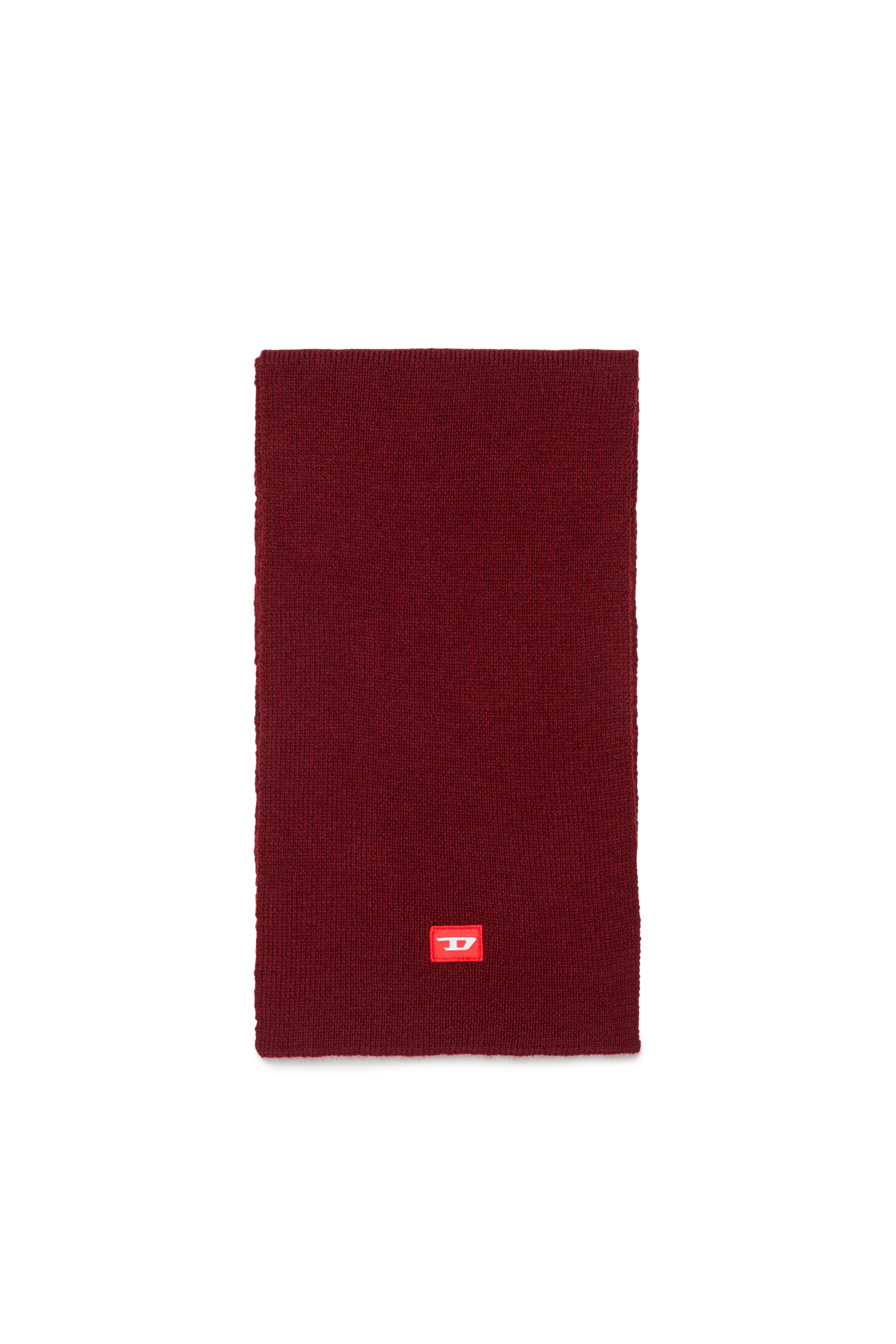 Diesel - RLOT, Unisex's Wool-blend scarf with D logo patch in Red - 1