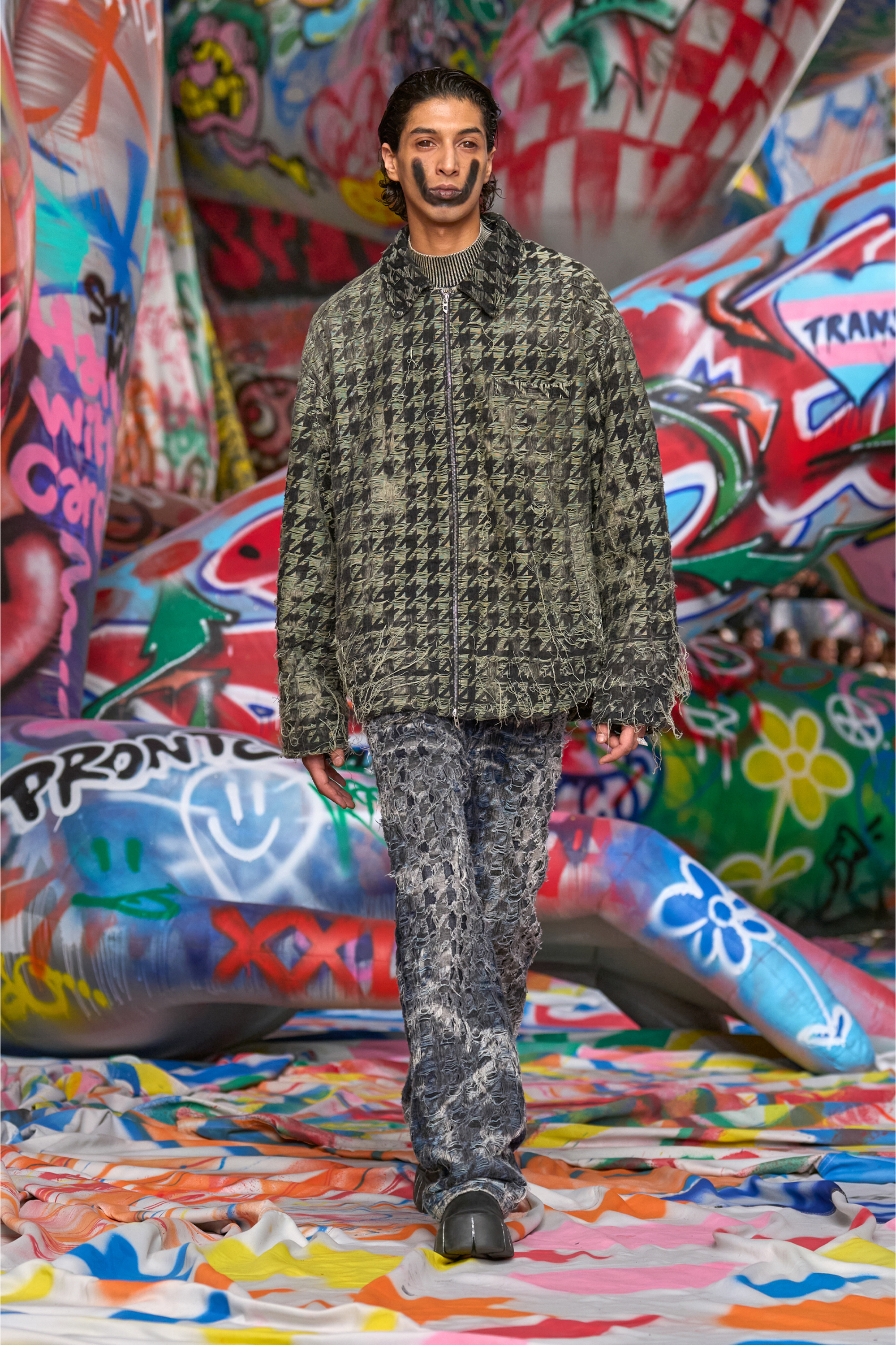 Diesel - D-ELMO-FSH, Chaqueta en tejido denim con tejido de pata de gallo Hombre in Multicolor - 3