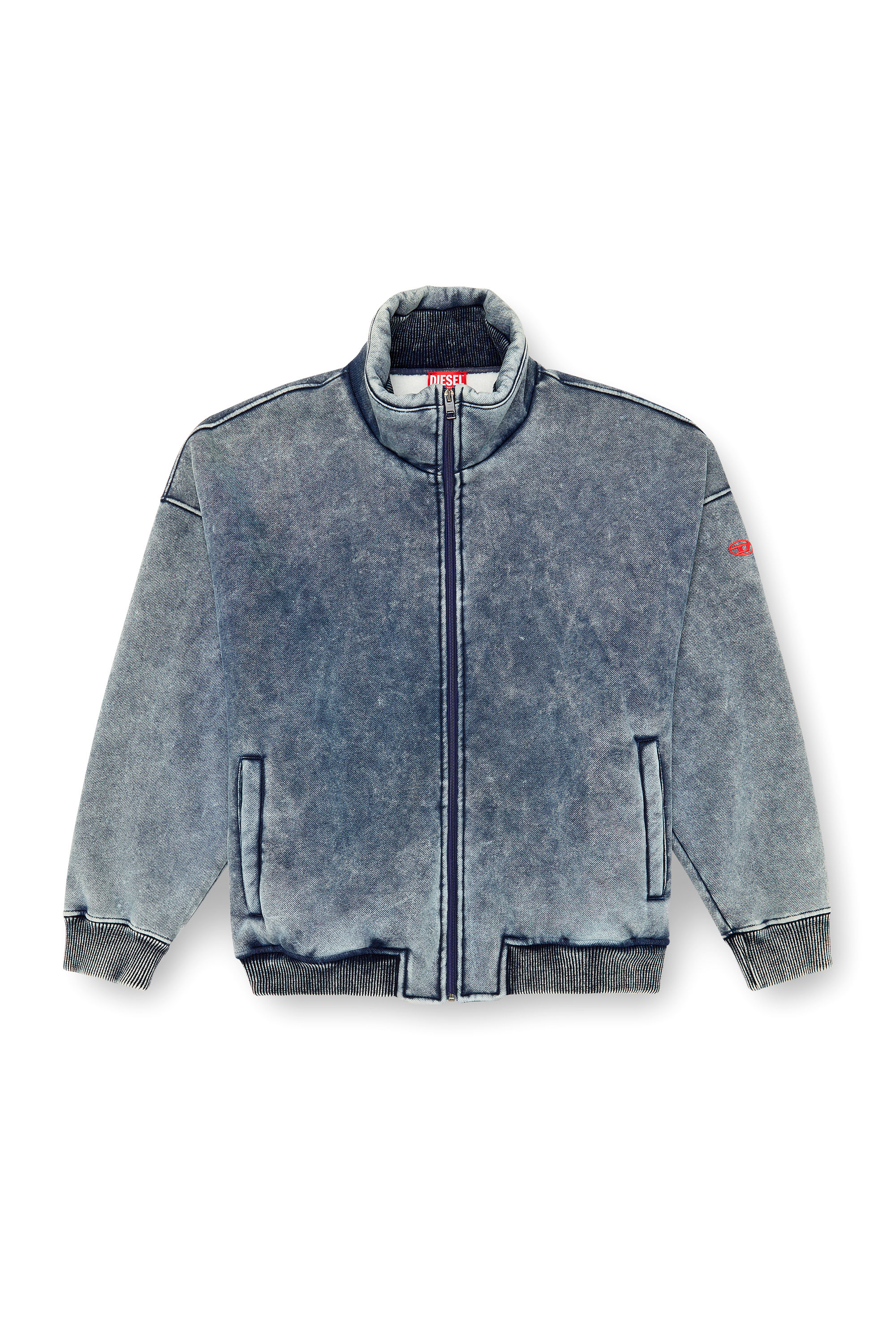 Diesel - S-BATEL, Chaqueta de tejido regenerado con teddy Hombre in Azul marino - 3