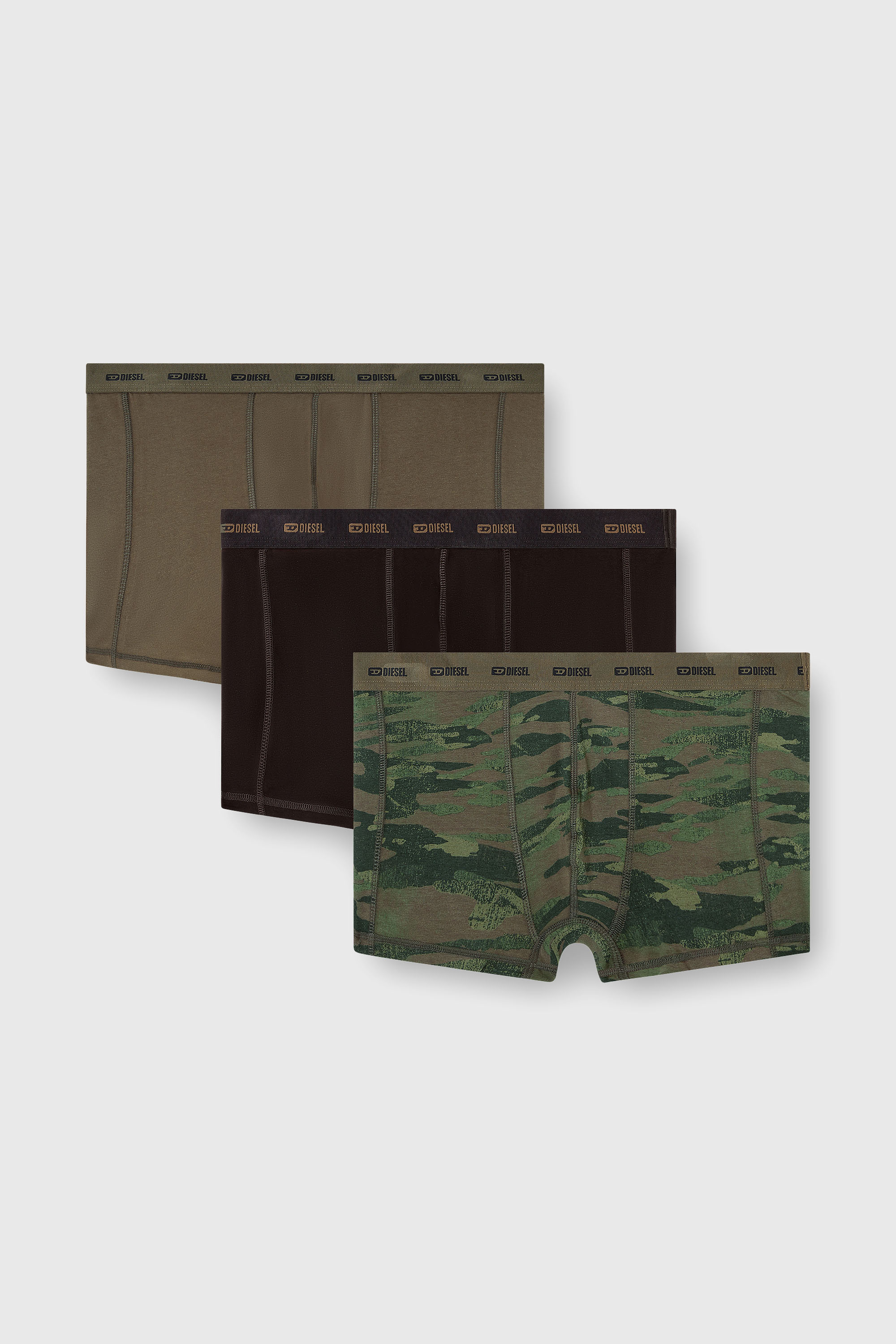 Diesel - DAMIEN-UTLT-3PACK, Paquete de tres b&oacute;xers lisos y de camuflaje Hombre in Multicolor - 1