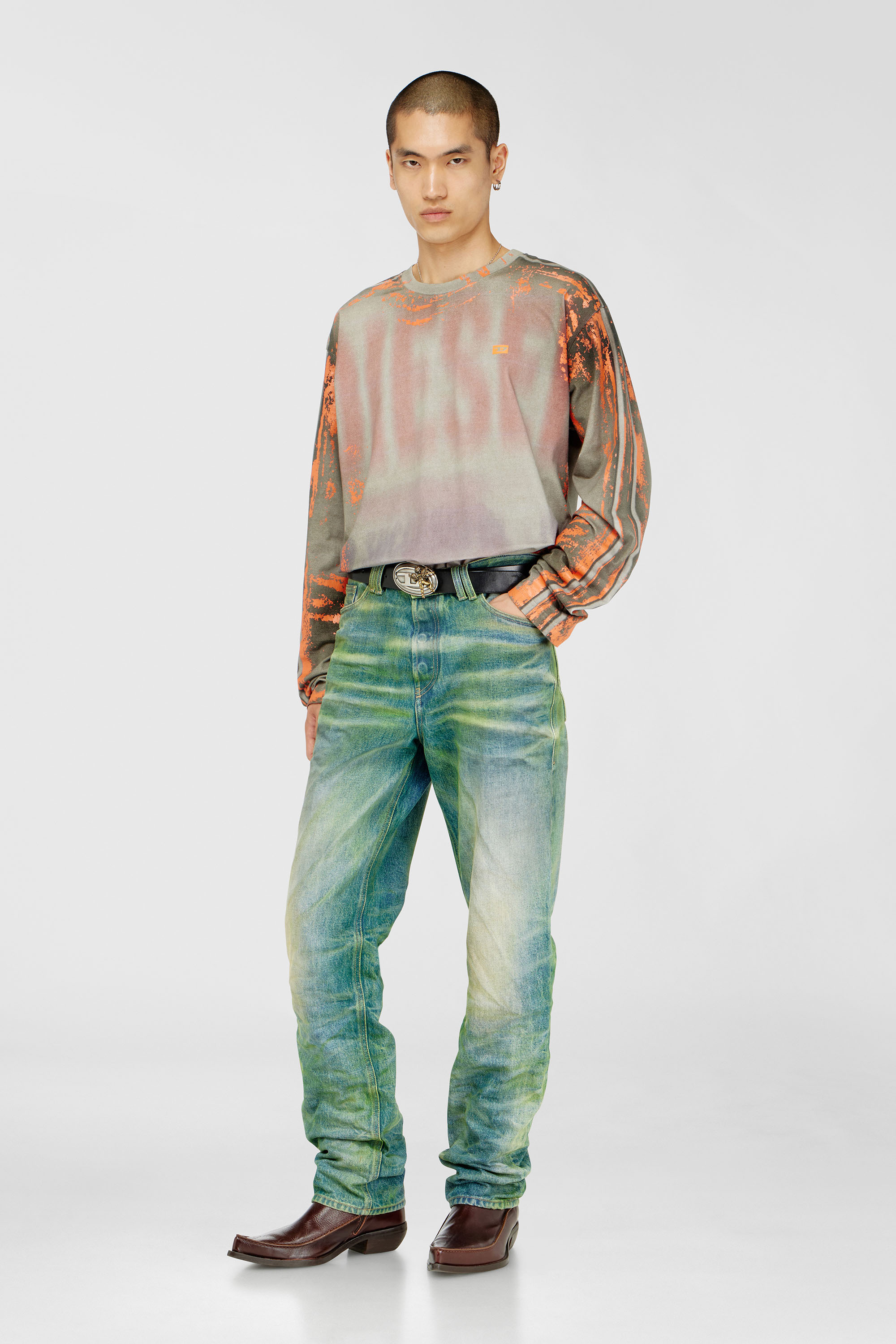 Diesel - T-FILMY, Camiseta de manga larga de jersey efecto agrietado Hombre in Multicolor - 2