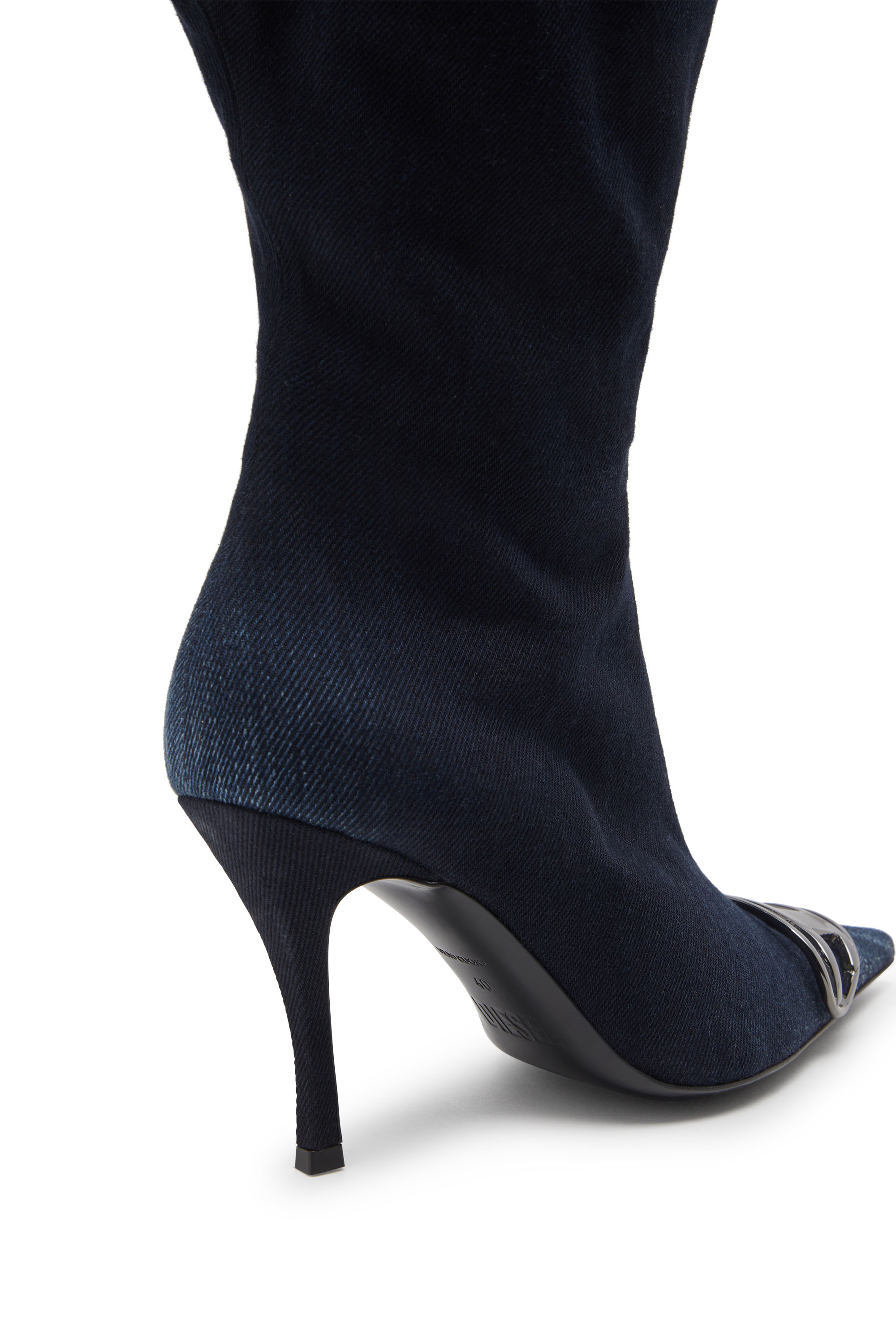 Diesel - D-VENUS KB LARGE, Botas anchas hasta la rodilla en denim Mujer in Azul marino - 4