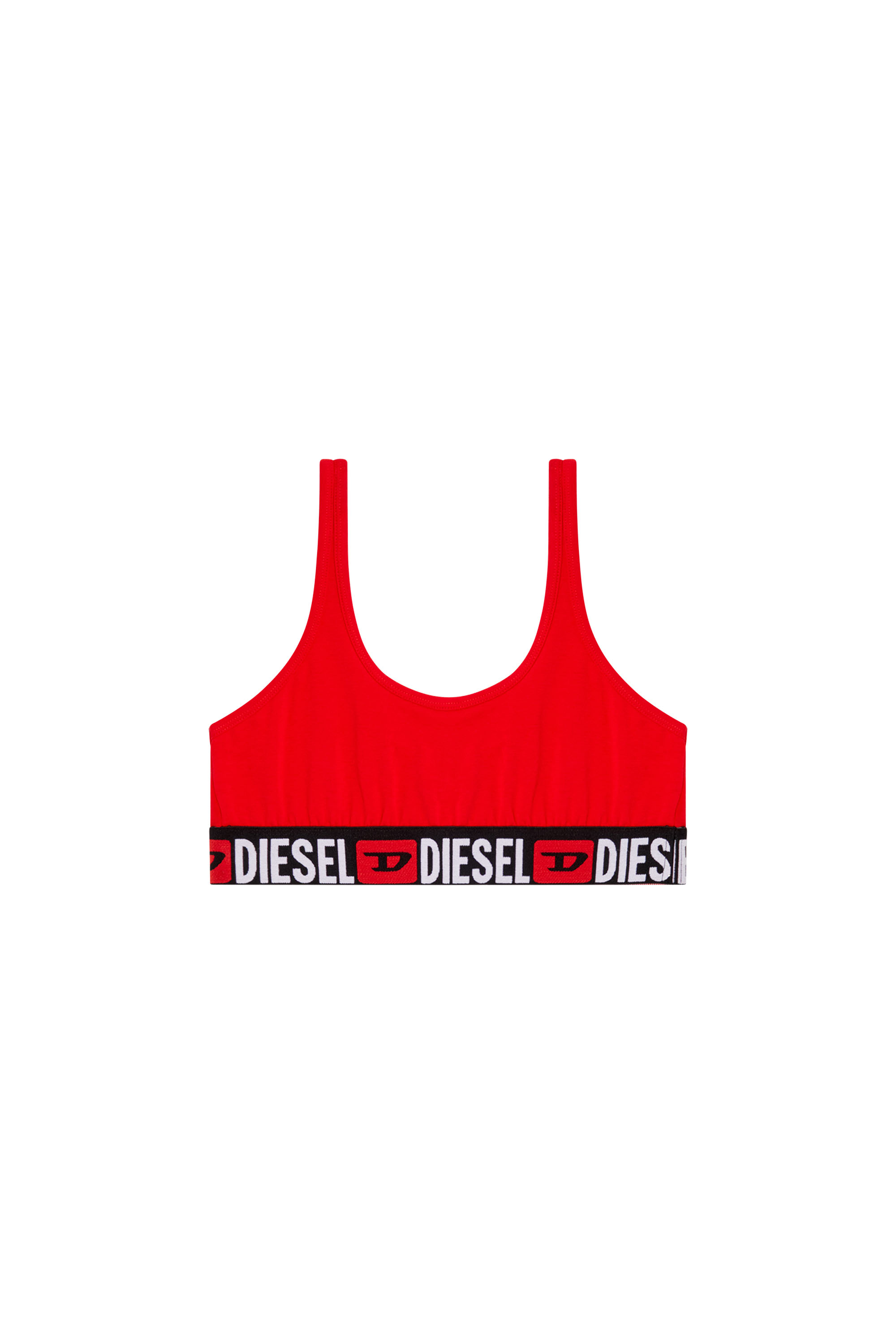 Diesel - UFSB-ORIBA, Bralette de canalé con banda con logotipo Mujer in Rojo - 4