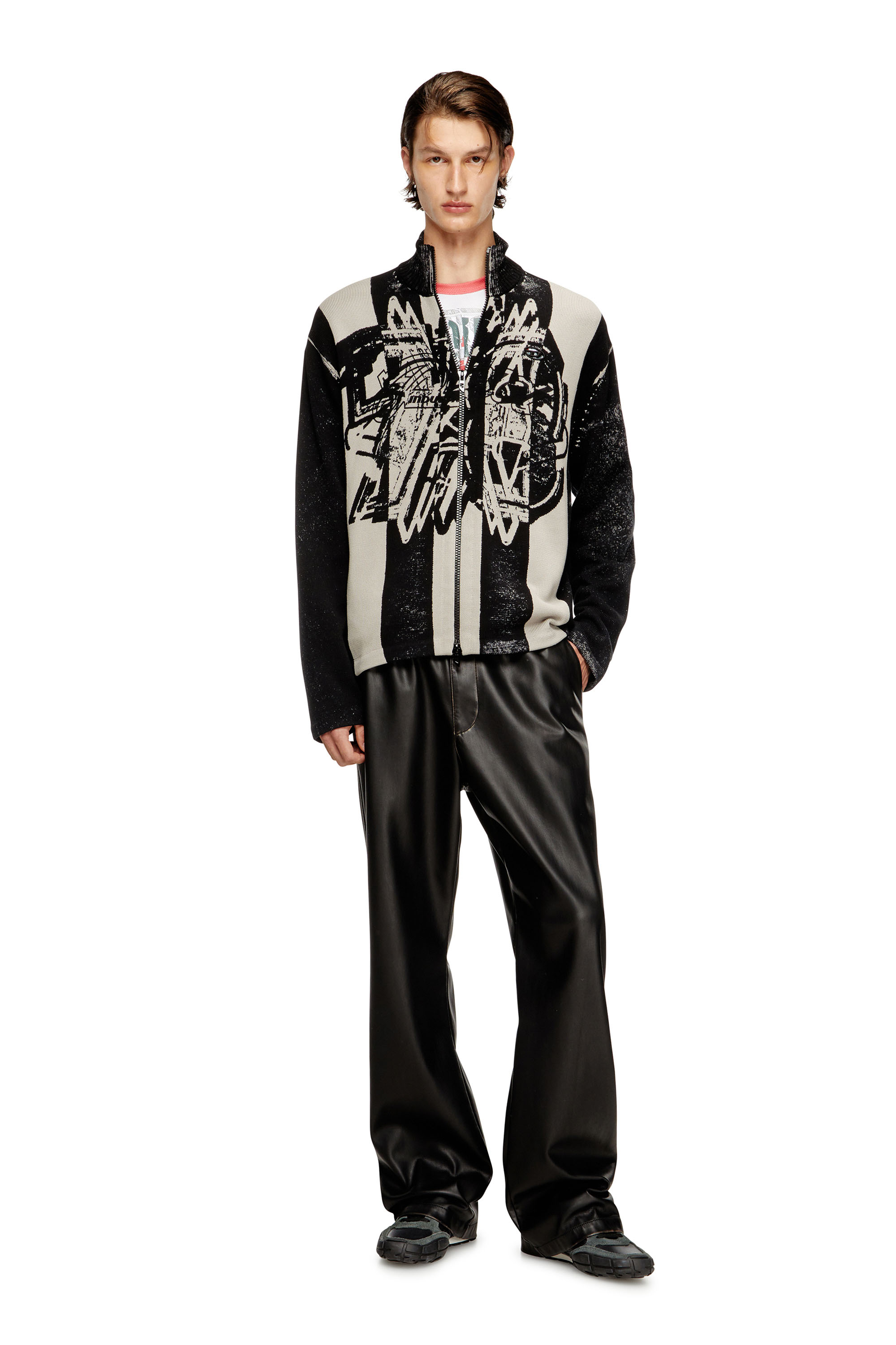Diesel - K-OLIBA-JKT, Cárdigan con cremallera y estampado interior de rayas Hombre in ToBeDefined - 2