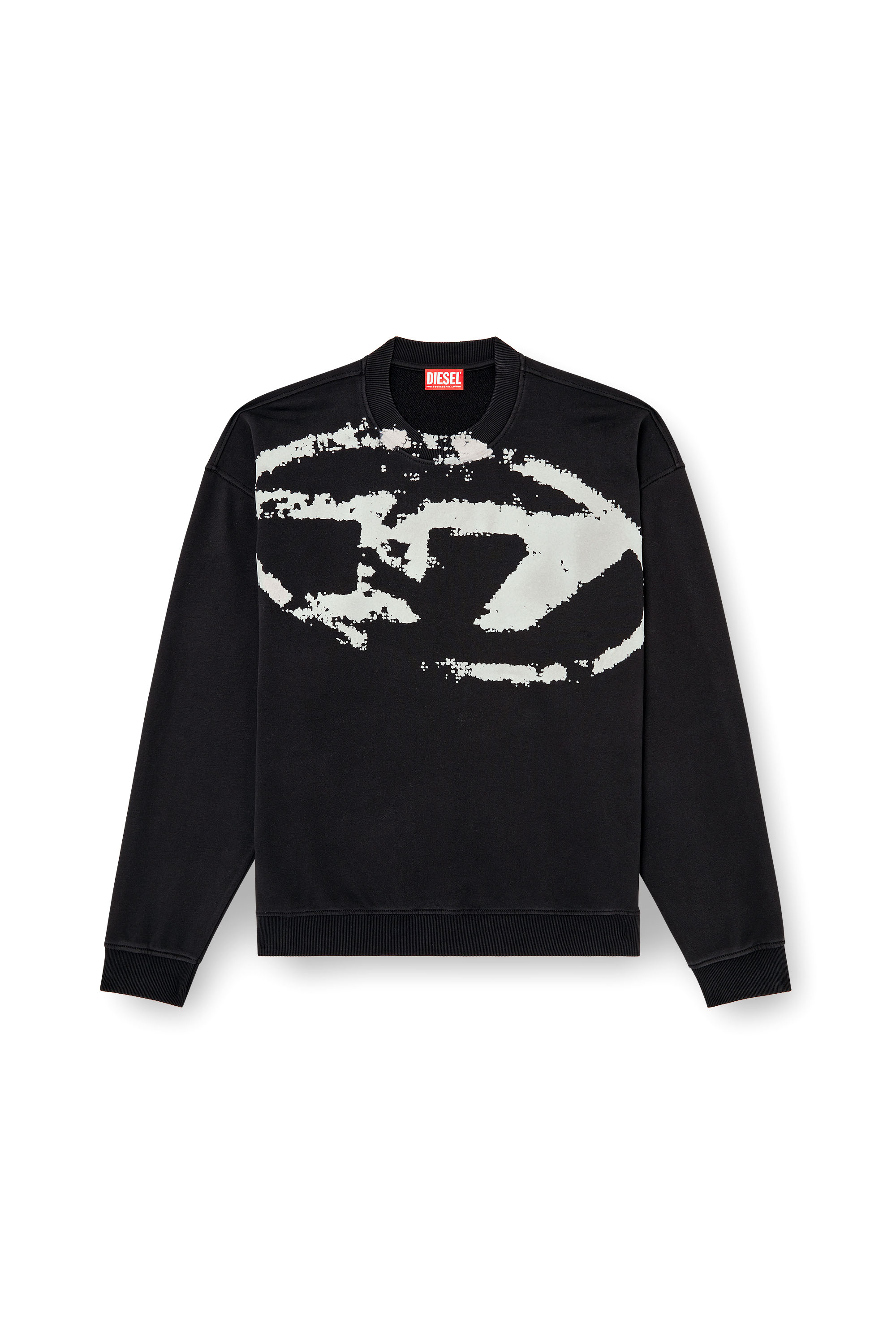 Diesel - S-BOXT-N5, Sudadera con logotipo desgastado en relieve Hombre in Negro - 3