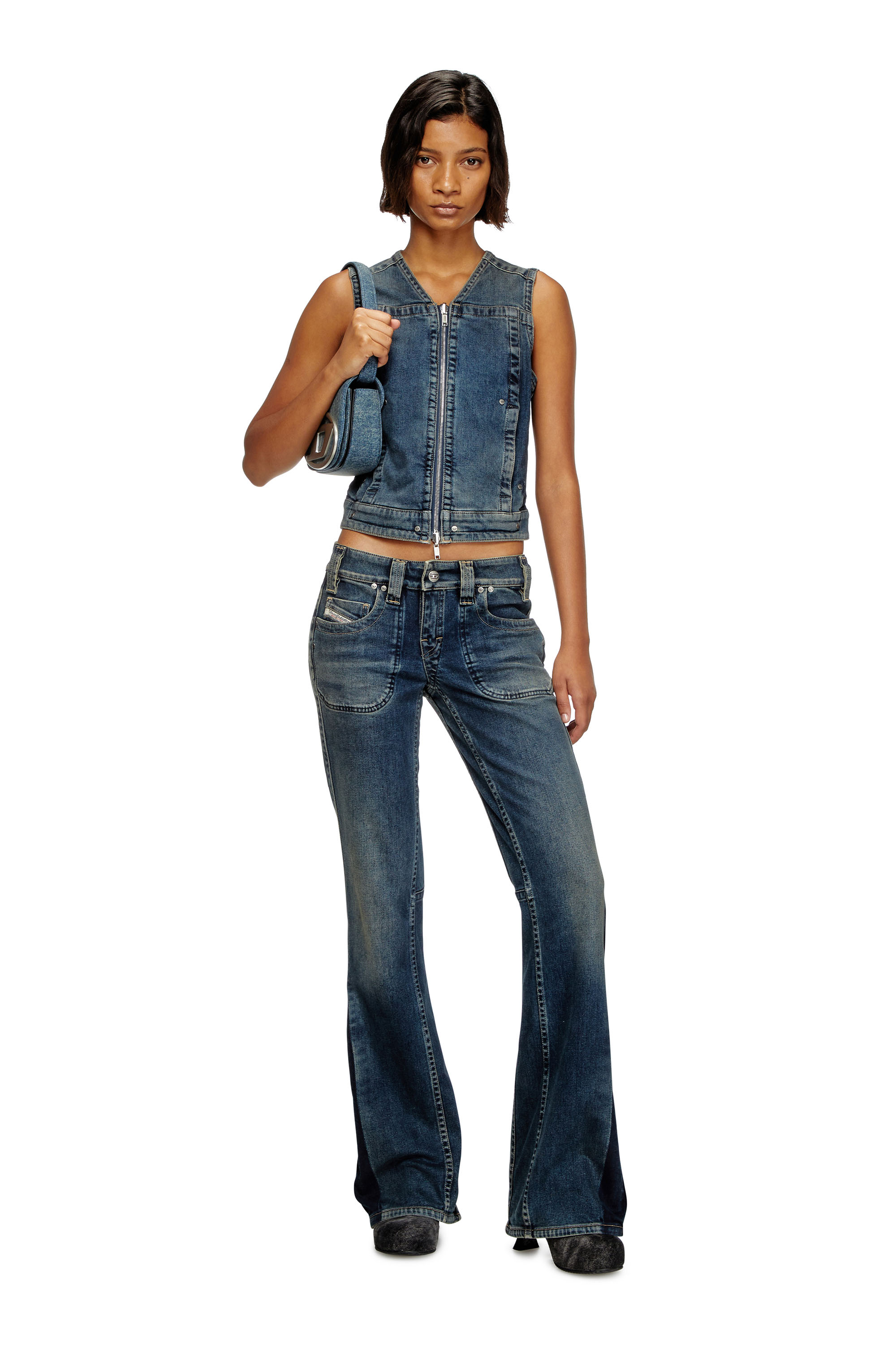 Diesel - DE-PROOF-RE, Top con cremallera de Rehab denim Mujer in Azul marino - 2