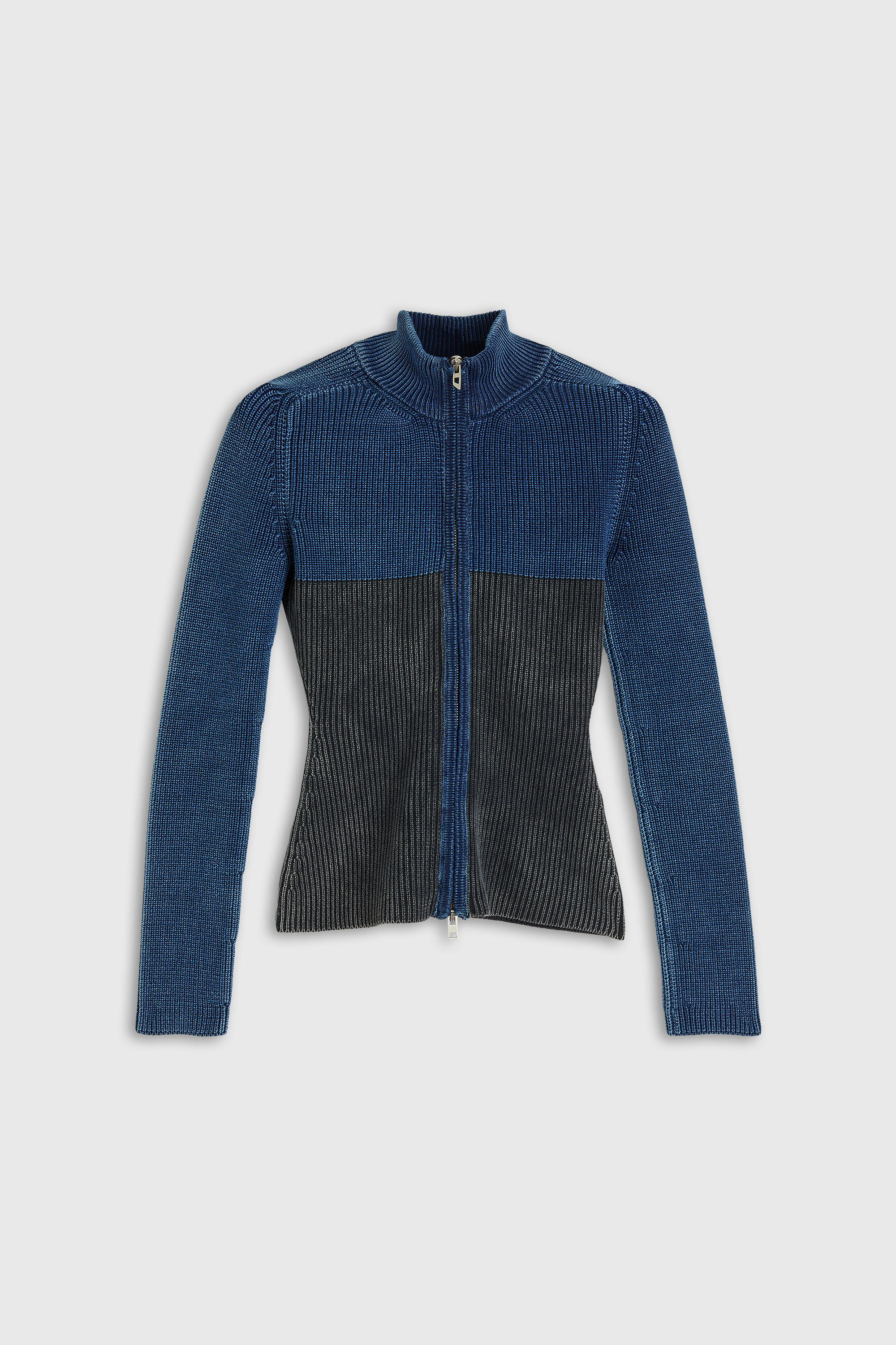 Diesel - M-HERMOSITA, C&aacute;rdigan con cremallera y efecto denim bicolor Mujer in Multicolor - 2