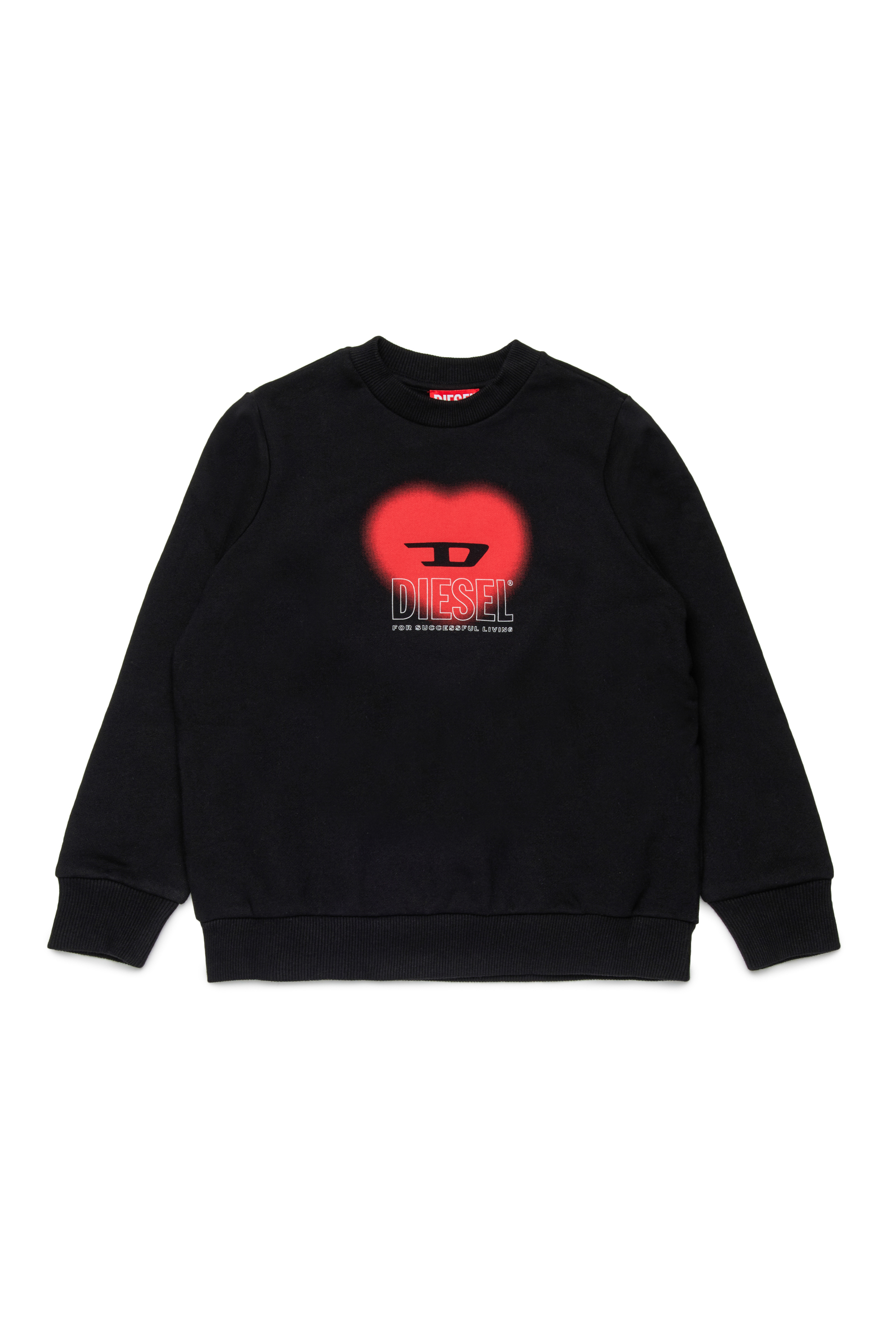 Diesel - SCACUORE, Sudadera con logotipo de corazón Mujer in Negro - 1